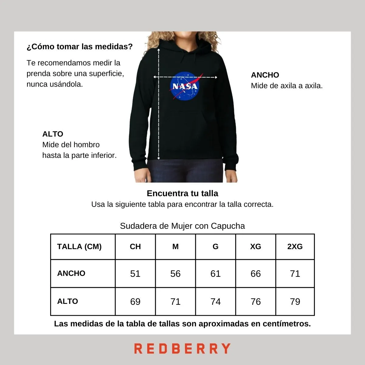 Sudadera Mujer Hoodie Nasa Logo