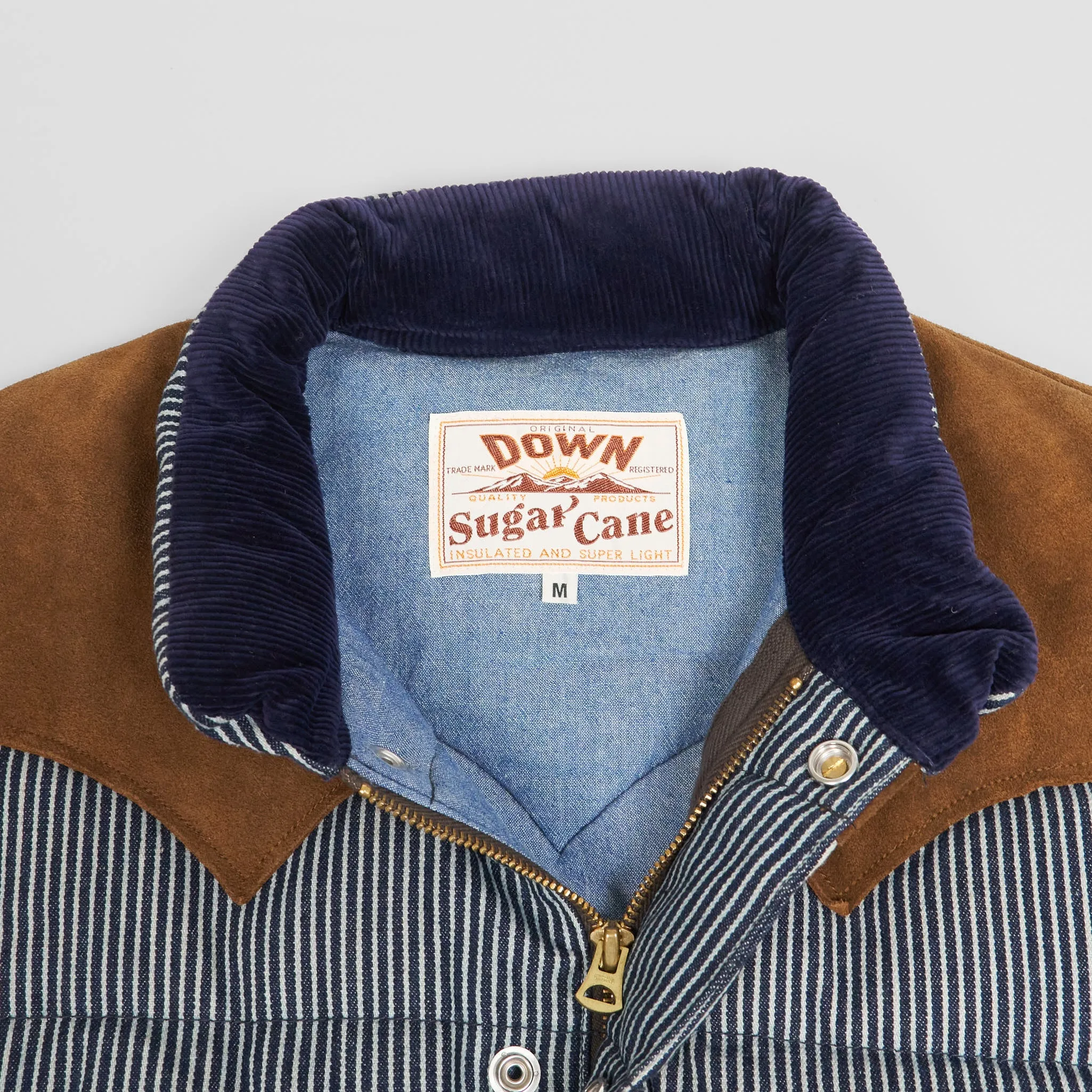 Sugar Cane Denim Stripe Down Vest