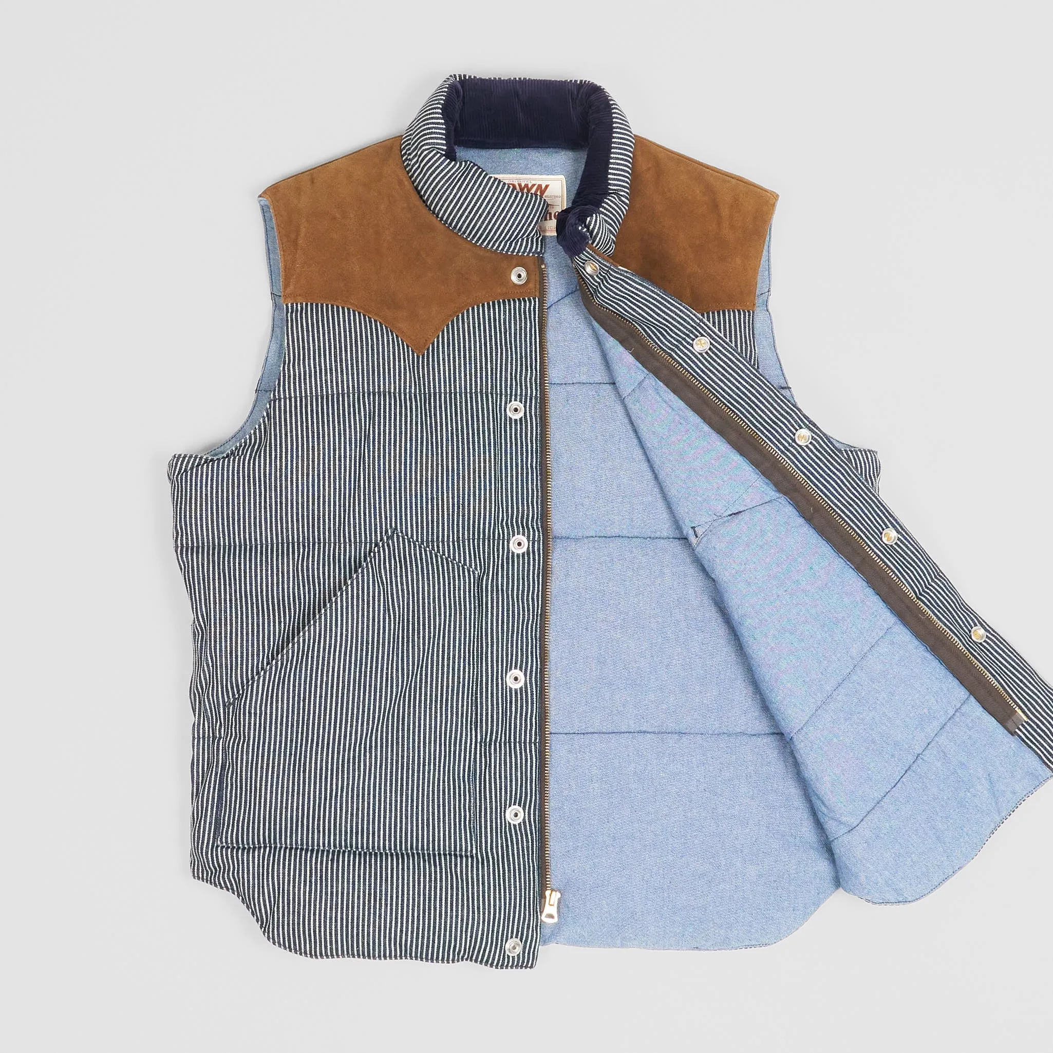 Sugar Cane Denim Stripe Down Vest