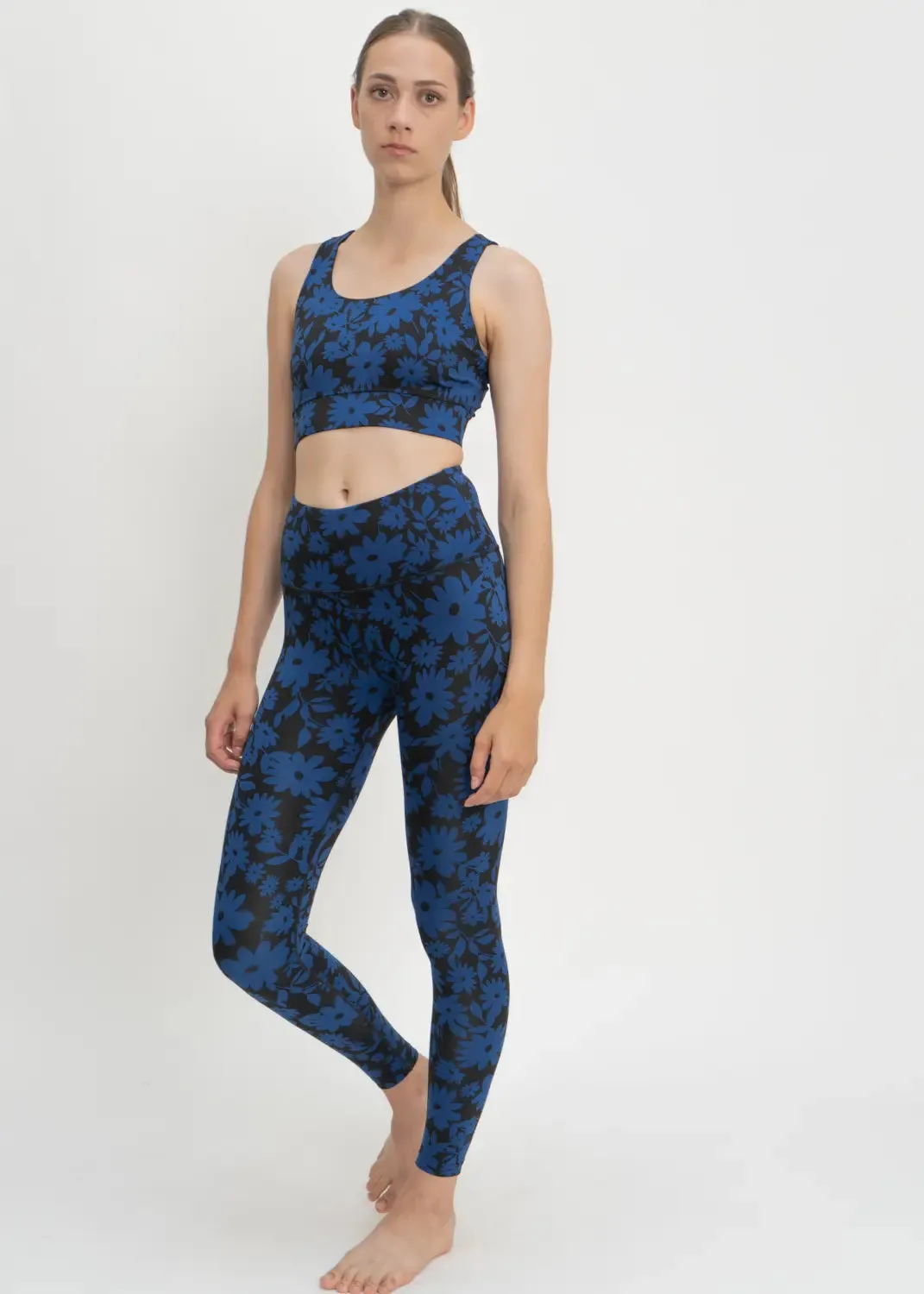 Surf & Yoga Highwaist Leggings mit Dark Moonflower Print