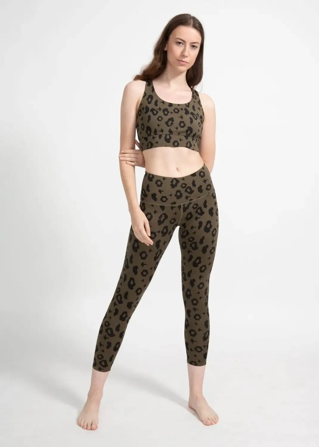 Surf & Yoga Leggings in Green Leopard
