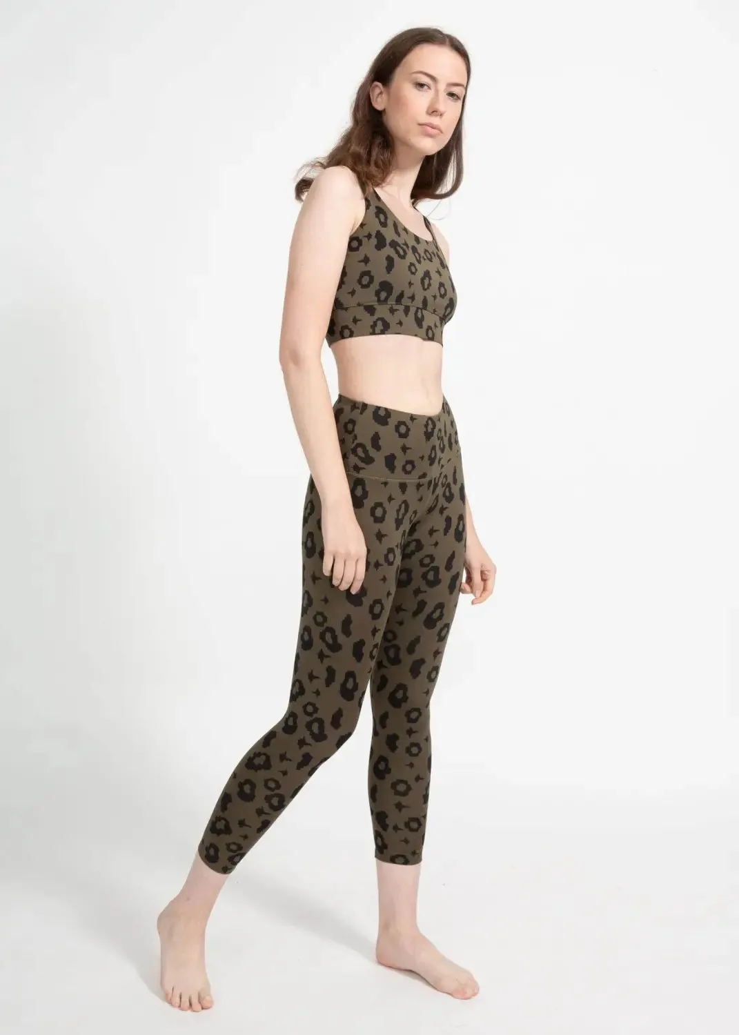 Surf & Yoga Leggings in Green Leopard