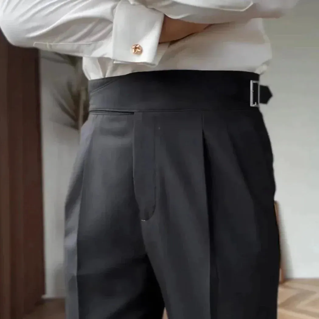 TailorFlex™ | Men's High-Waisted Trousers | Tailored Fit, Pleated Front & Adjustable Side Buckle