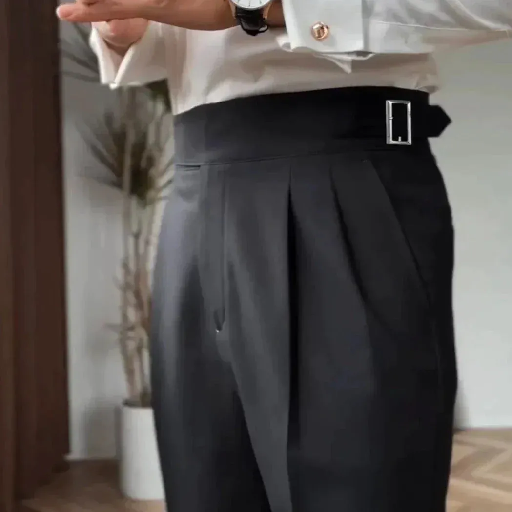 TailorFlex™ | Men's High-Waisted Trousers | Tailored Fit, Pleated Front & Adjustable Side Buckle