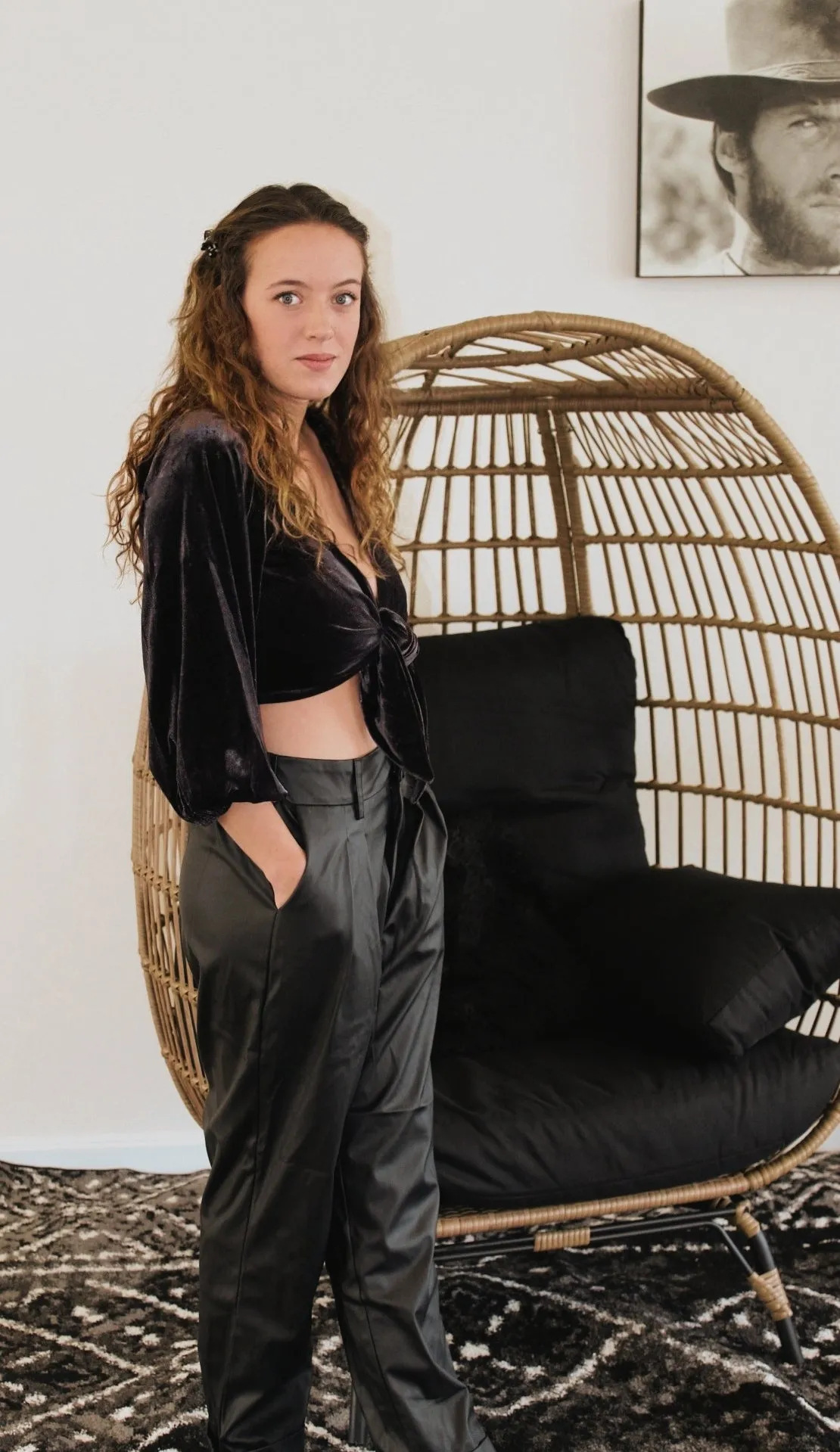 Tara Black Vegan Leather Pleated Pants
