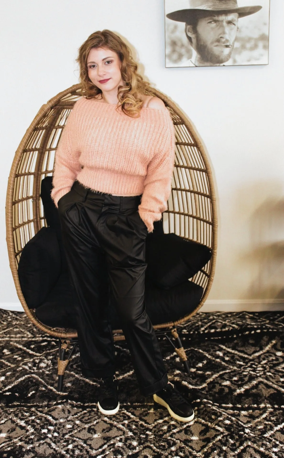 Tara Black Vegan Leather Pleated Pants