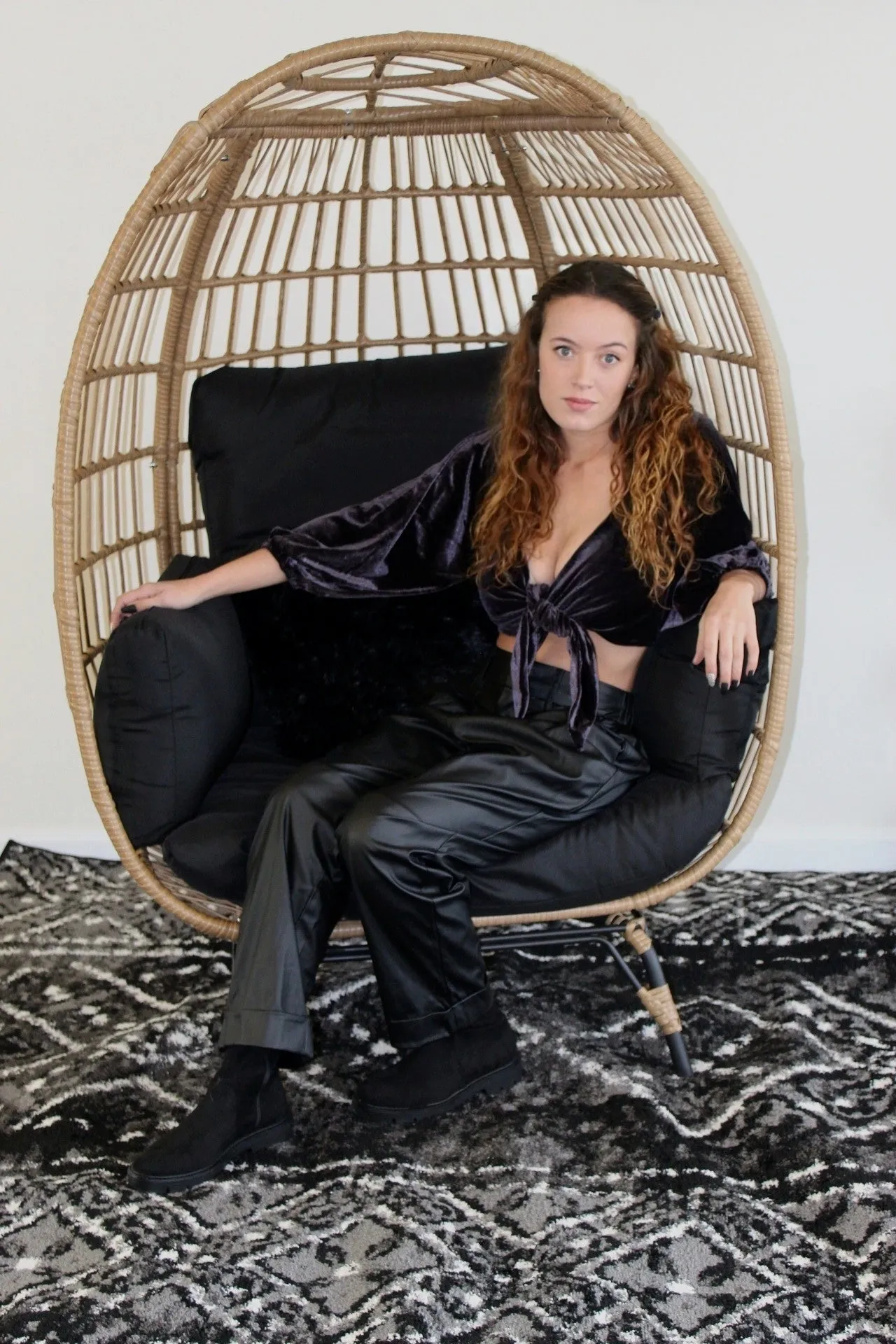 Tara Black Vegan Leather Pleated Pants