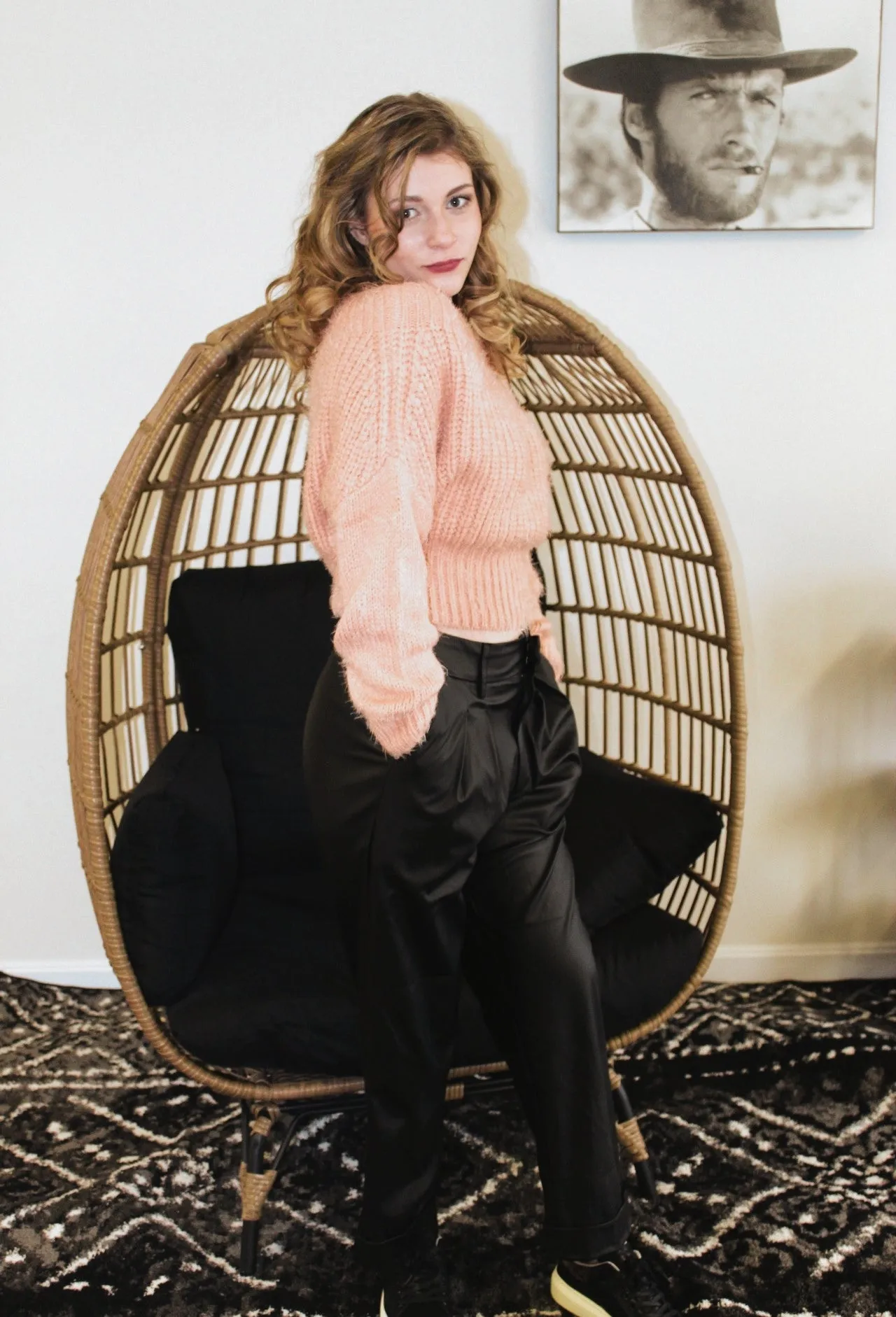 Tara Black Vegan Leather Pleated Pants