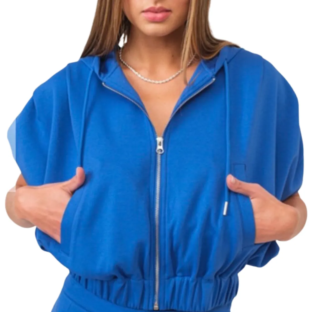 Teen/Ladies Royal Blue Sleeveless Hoodie..