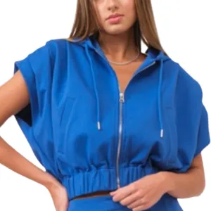 Teen/Ladies Royal Blue Sleeveless Hoodie..