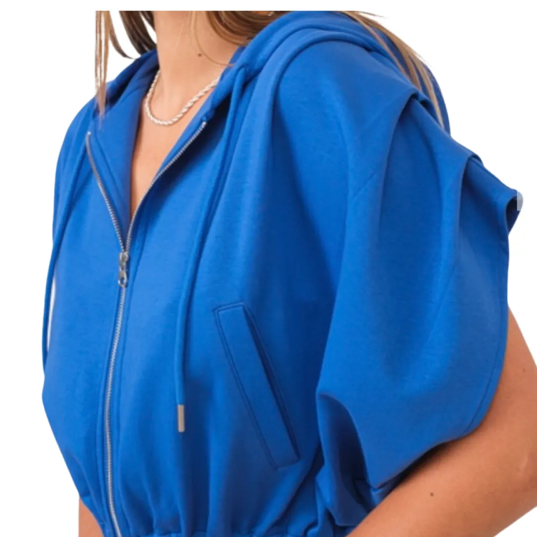 Teen/Ladies Royal Blue Sleeveless Hoodie..