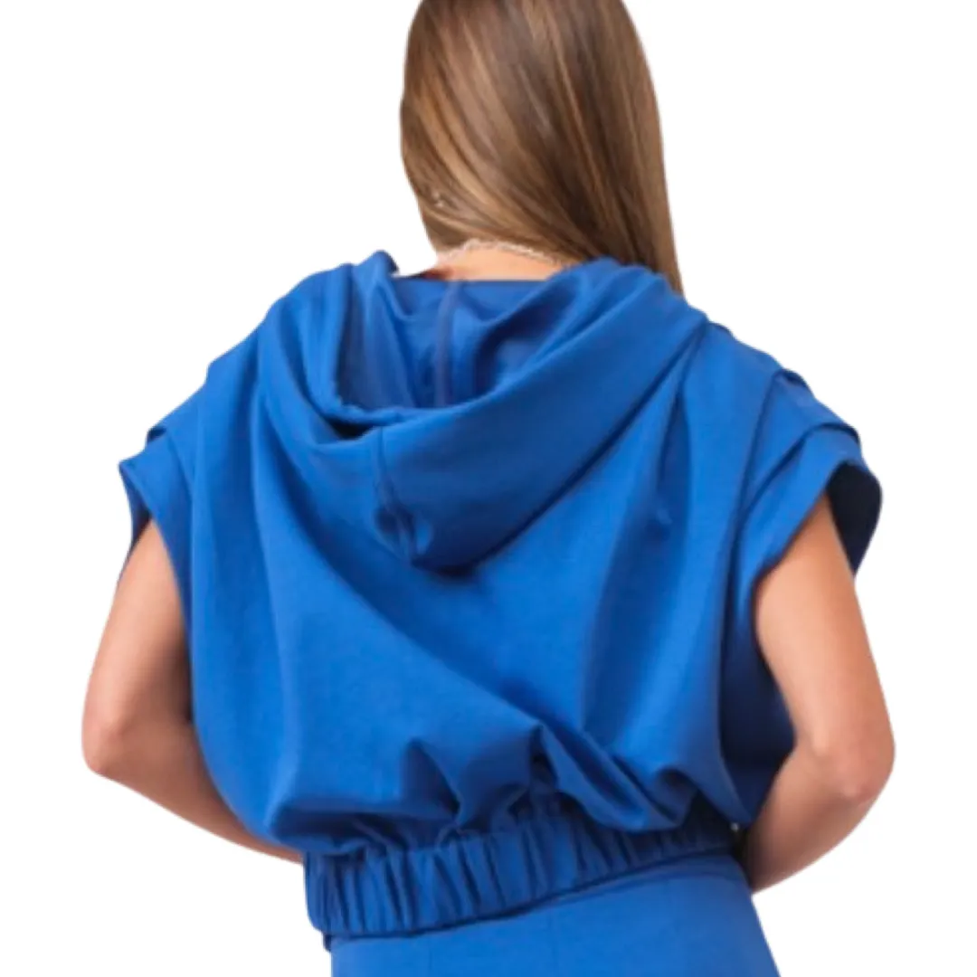 Teen/Ladies Royal Blue Sleeveless Hoodie..