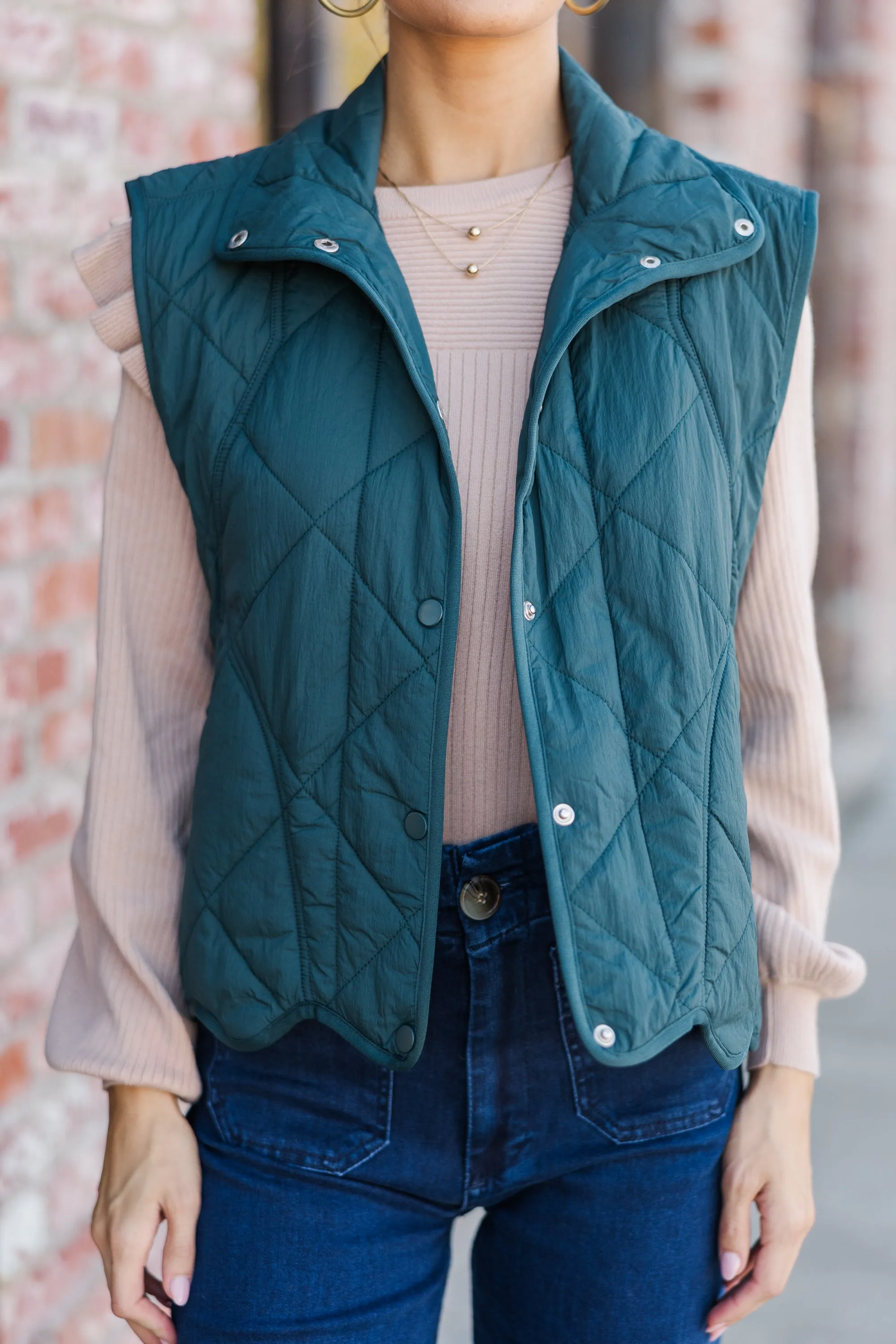 Tell It All Emerald Green Quilted Vest