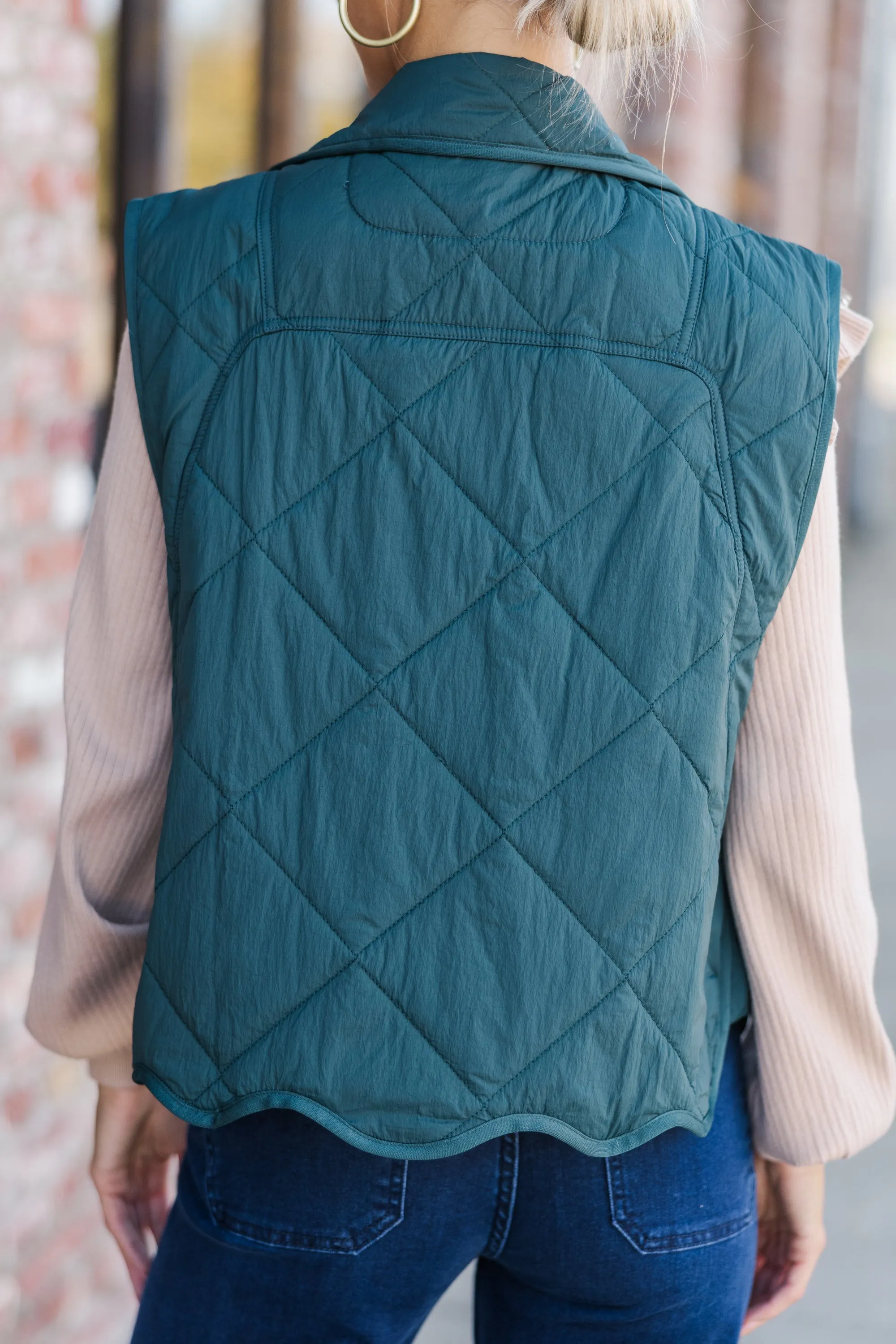 Tell It All Emerald Green Quilted Vest