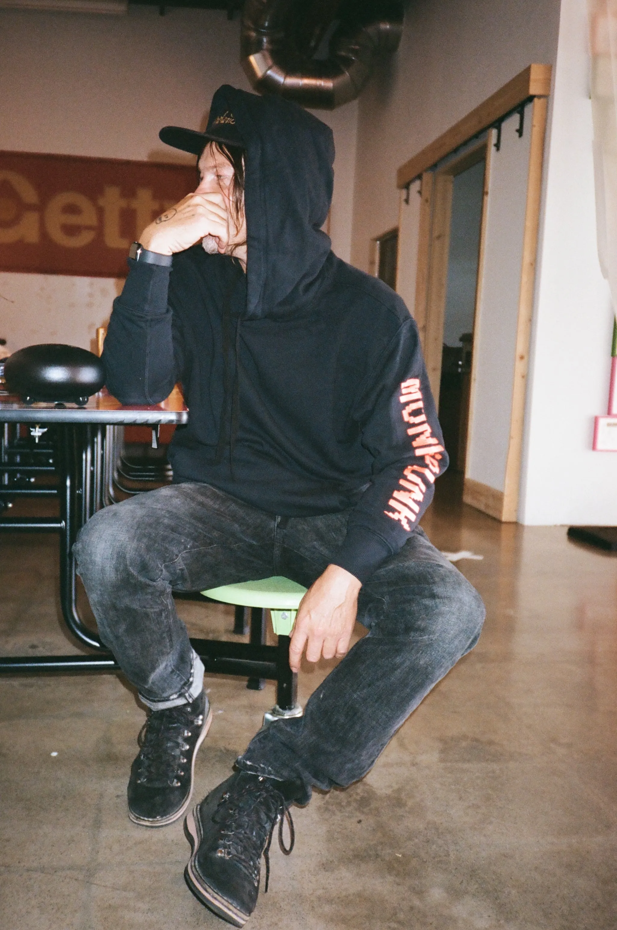 THE BLACK HOODIE (ORANGE LOGO)