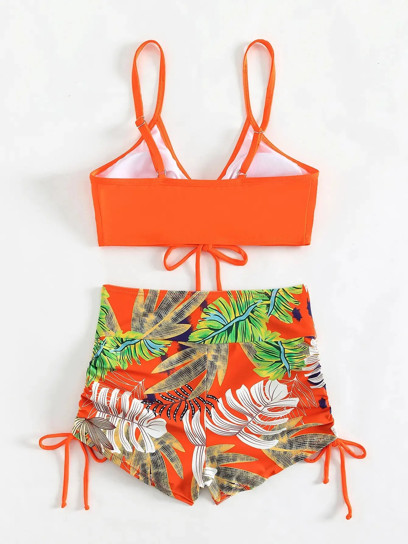 Tie Dye Bikini Drawstring Swimsuit Women High Waist Shorts Swimwear Female Padded Bathing Suit Swimming Beachwear Summer
