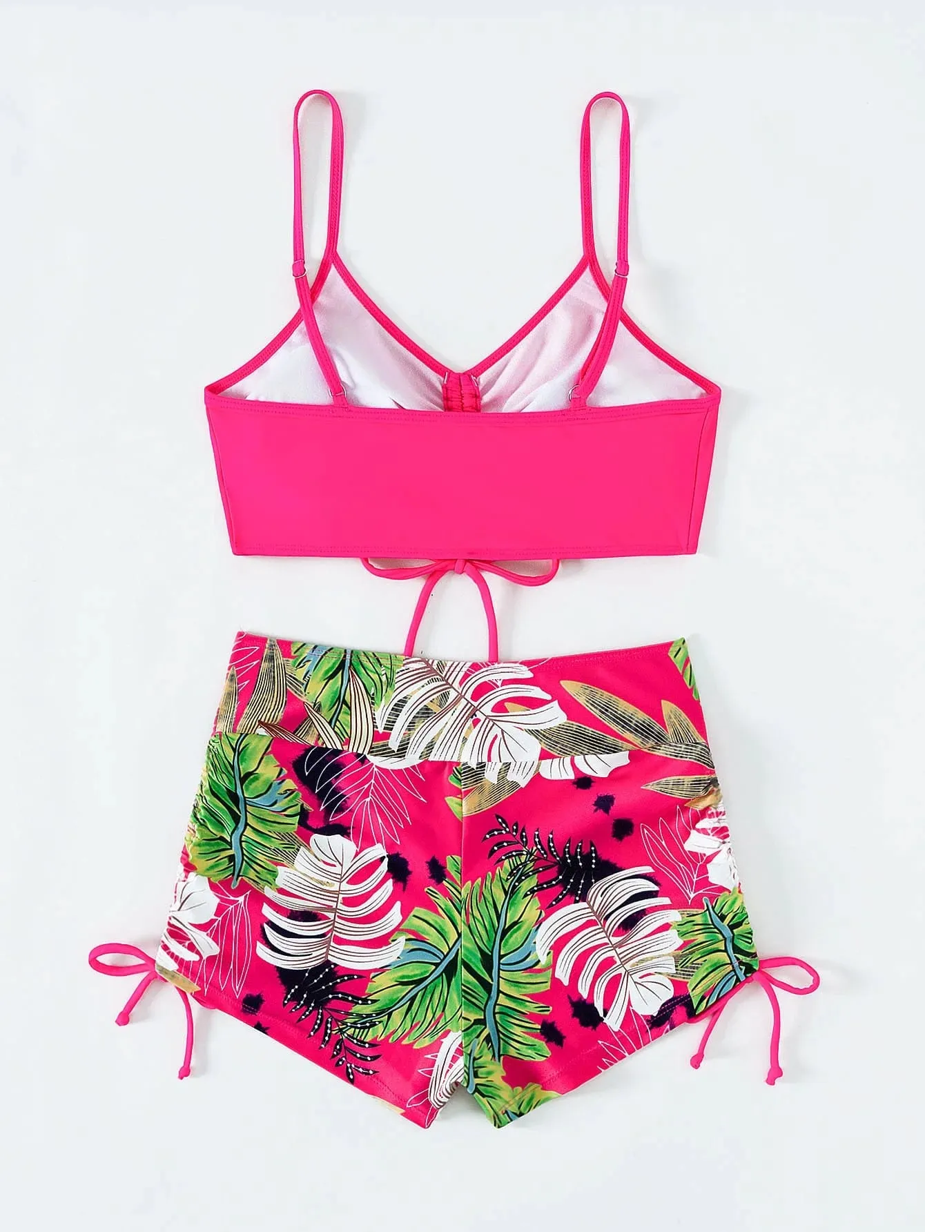 Tie Dye Bikini Drawstring Swimsuit Women High Waist Shorts Swimwear Female Padded Bathing Suit Swimming Beachwear Summer