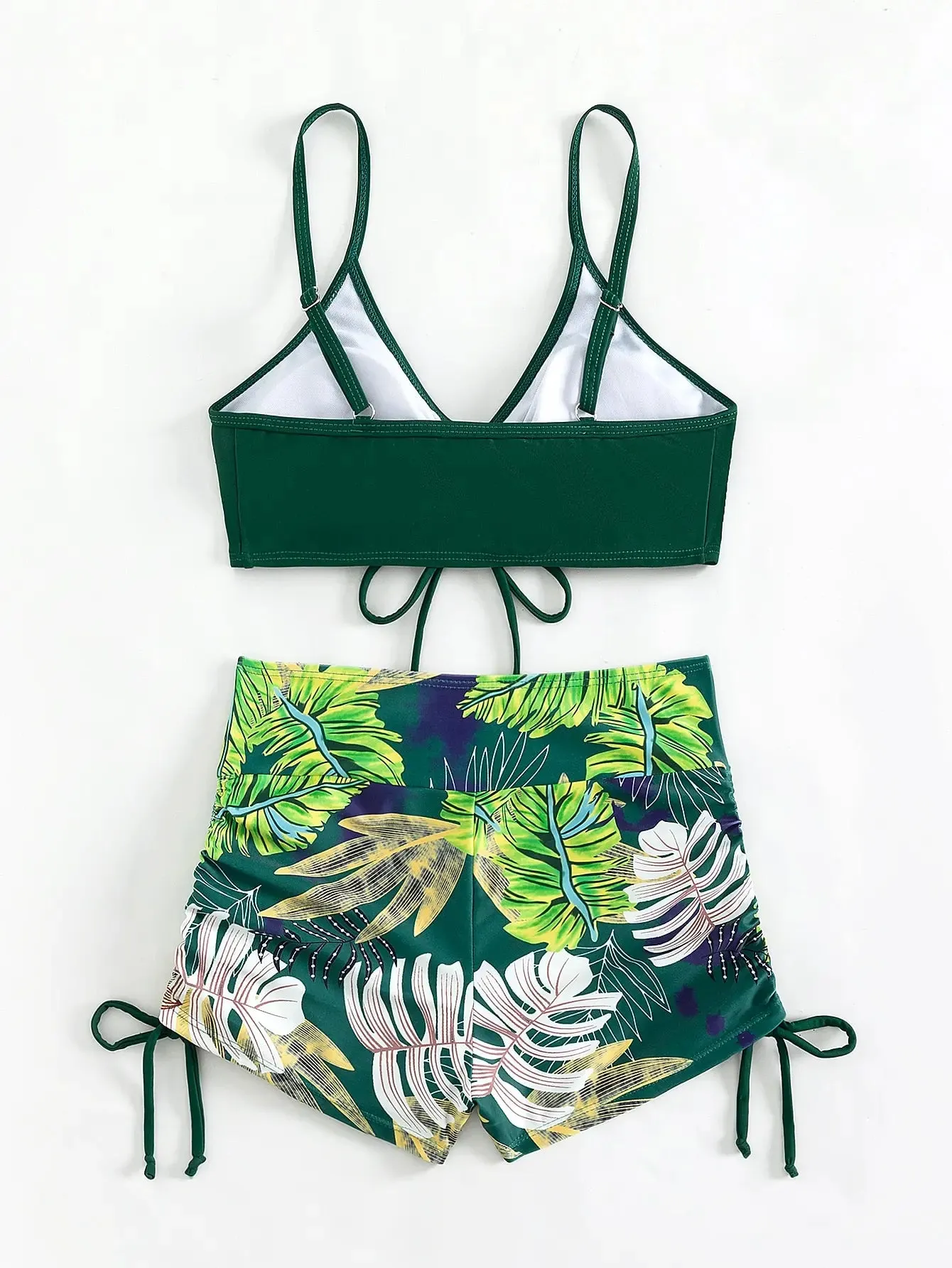 Tie Dye Bikini Drawstring Swimsuit Women High Waist Shorts Swimwear Female Padded Bathing Suit Swimming Beachwear Summer