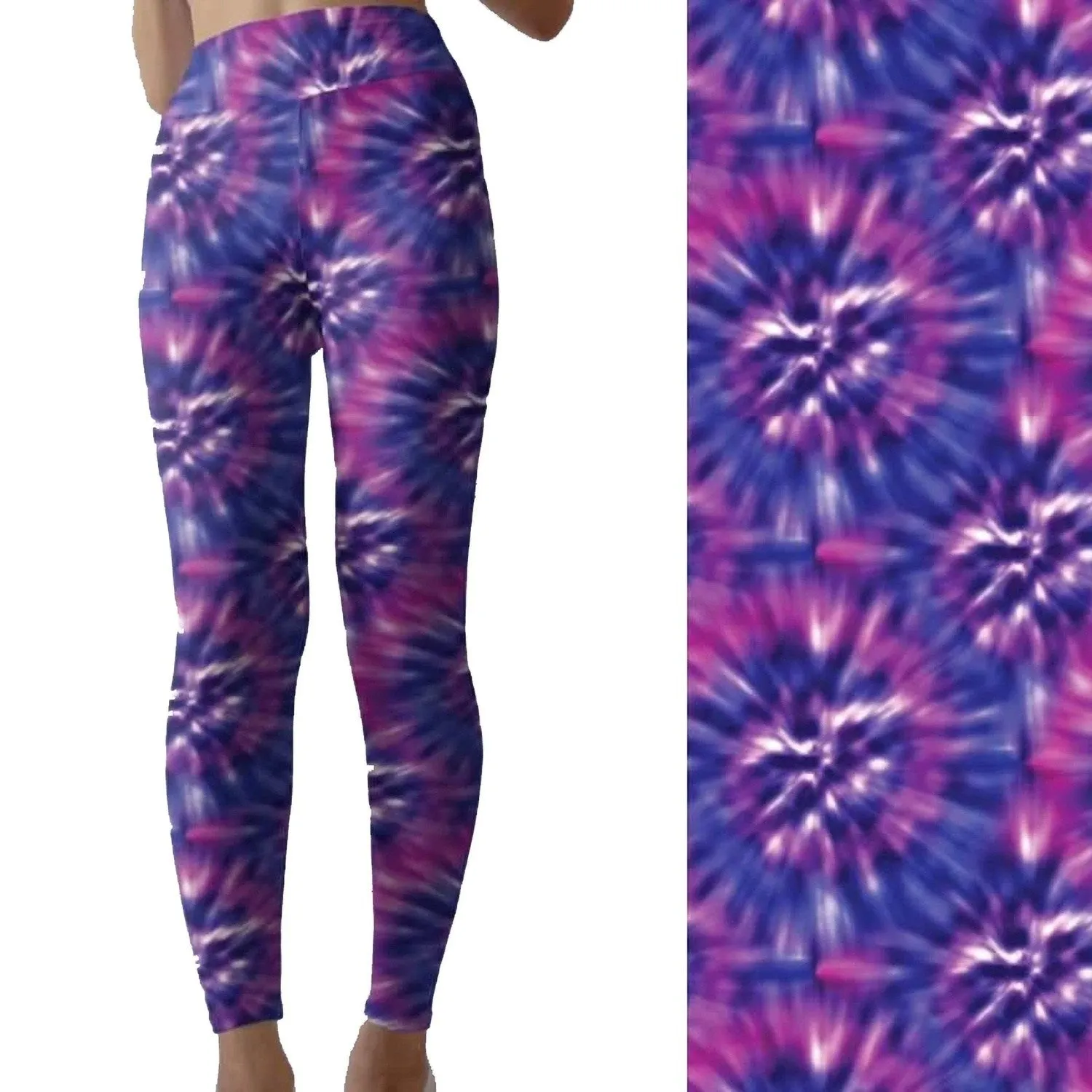 Tie Dye Leggings Purple Blue  Capri