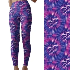 Tie Dye Leggings Purple Blue  Capri