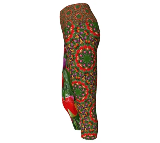 Tip Toe Flower Yoga Capris