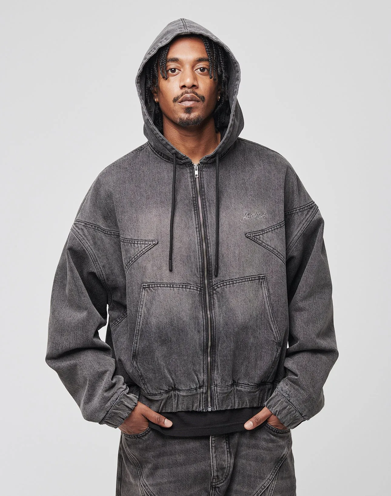 Tribal Denim Hooded Zip