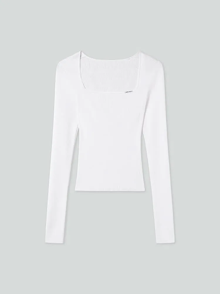 U-Shaped Neckline Slim Fit Knit Top