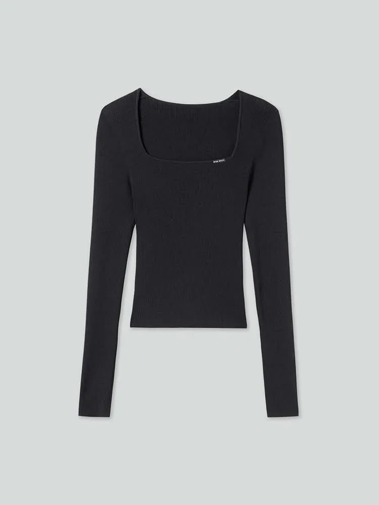 U-Shaped Neckline Slim Fit Knit Top
