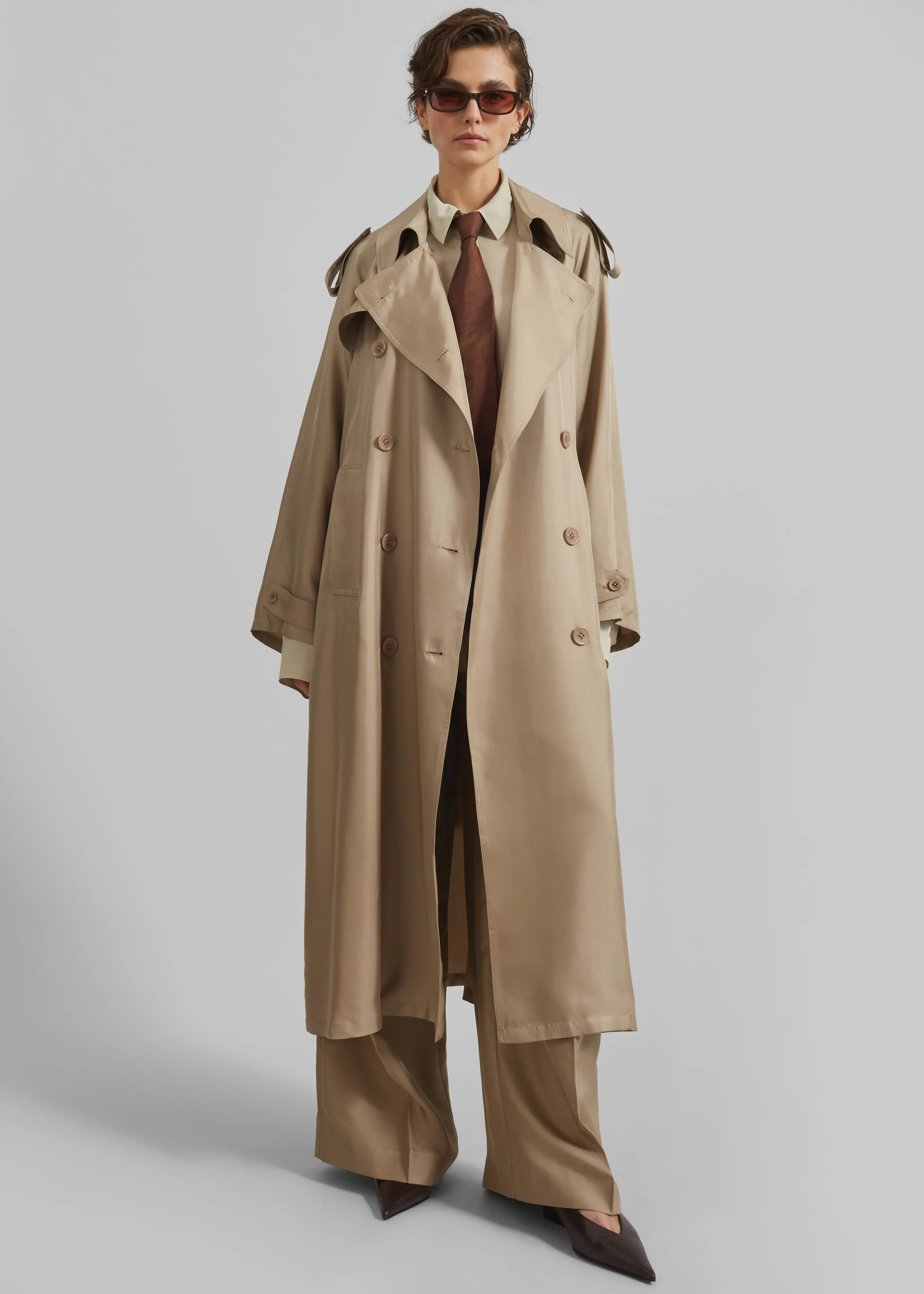 Veyron Silk Trench - Beige