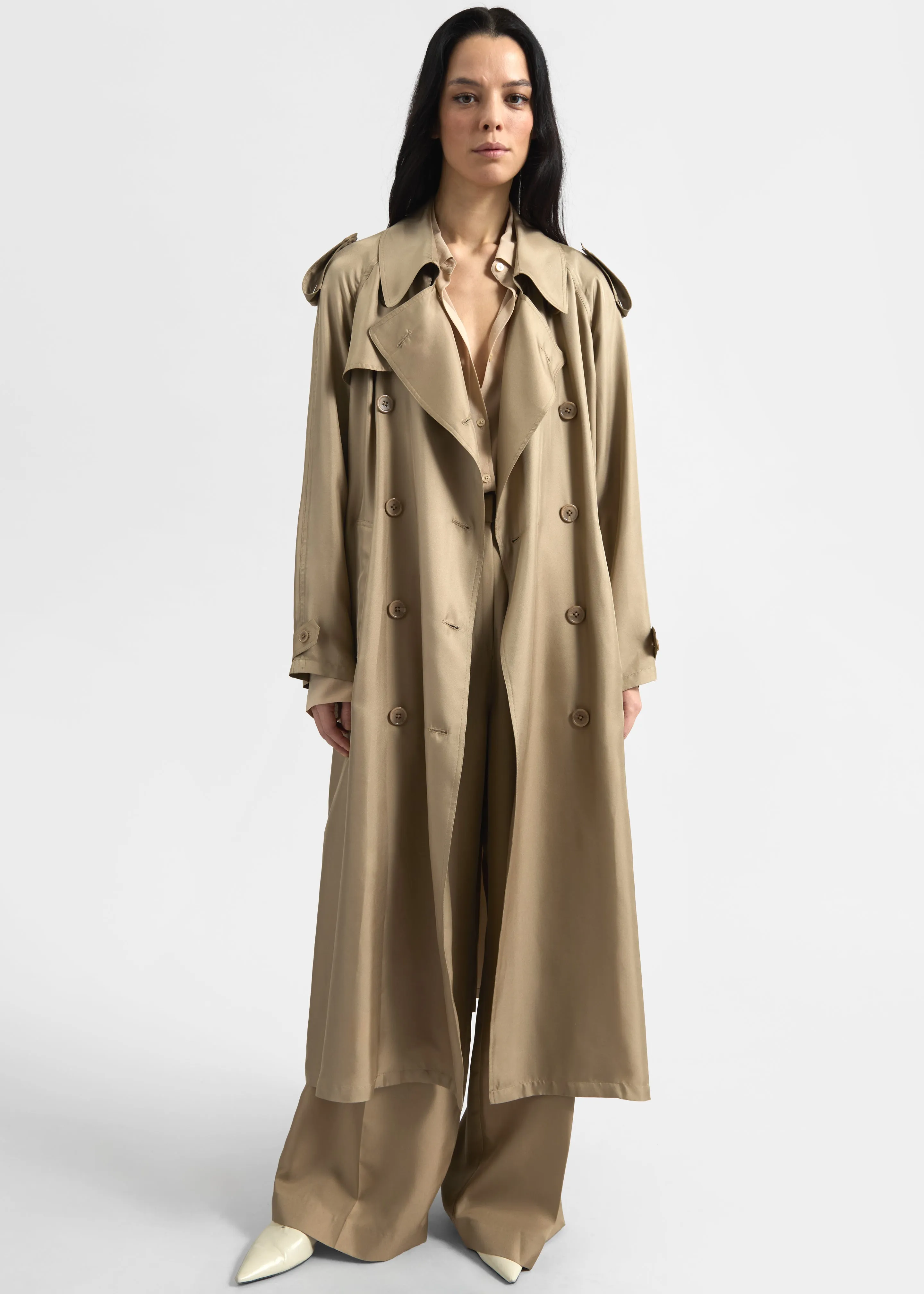 Veyron Silk Trench - Beige