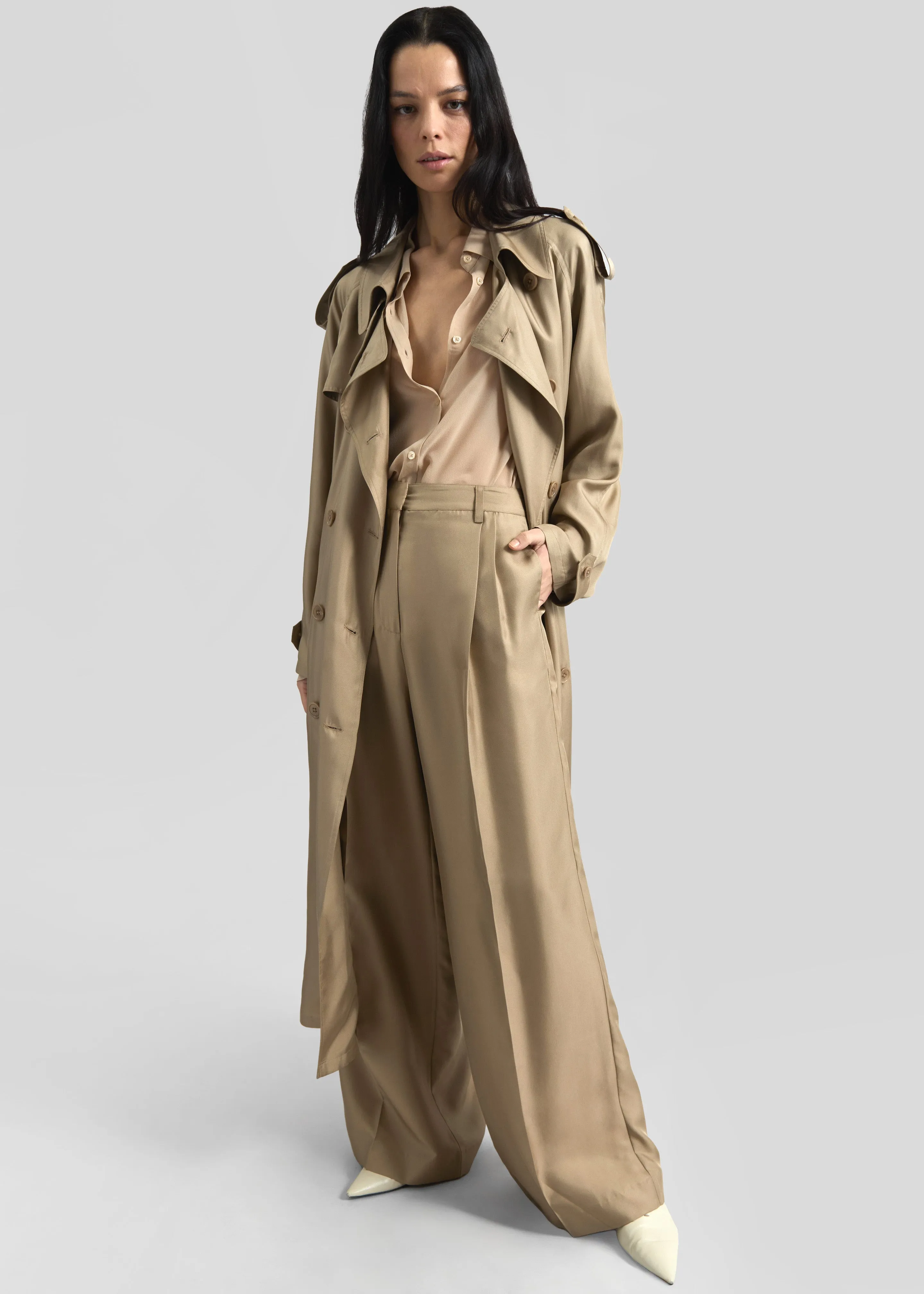 Veyron Silk Trench - Beige