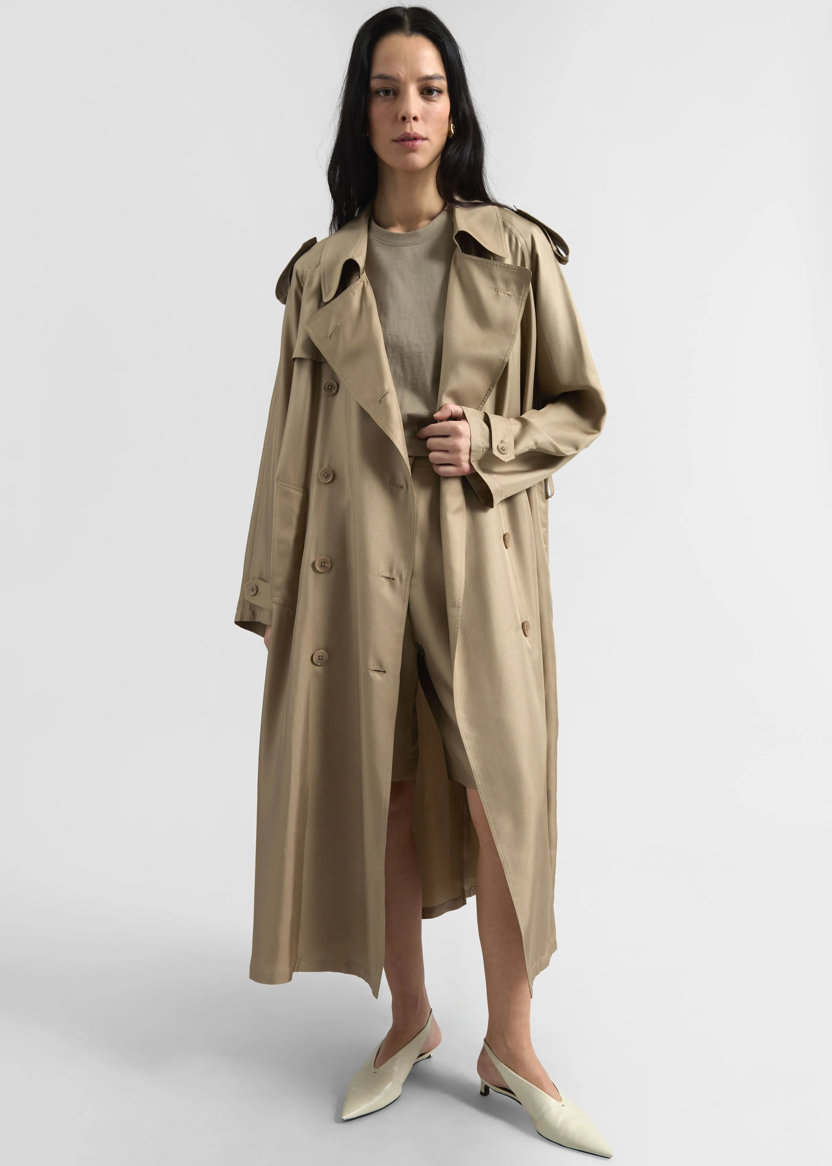 Veyron Silk Trench - Beige
