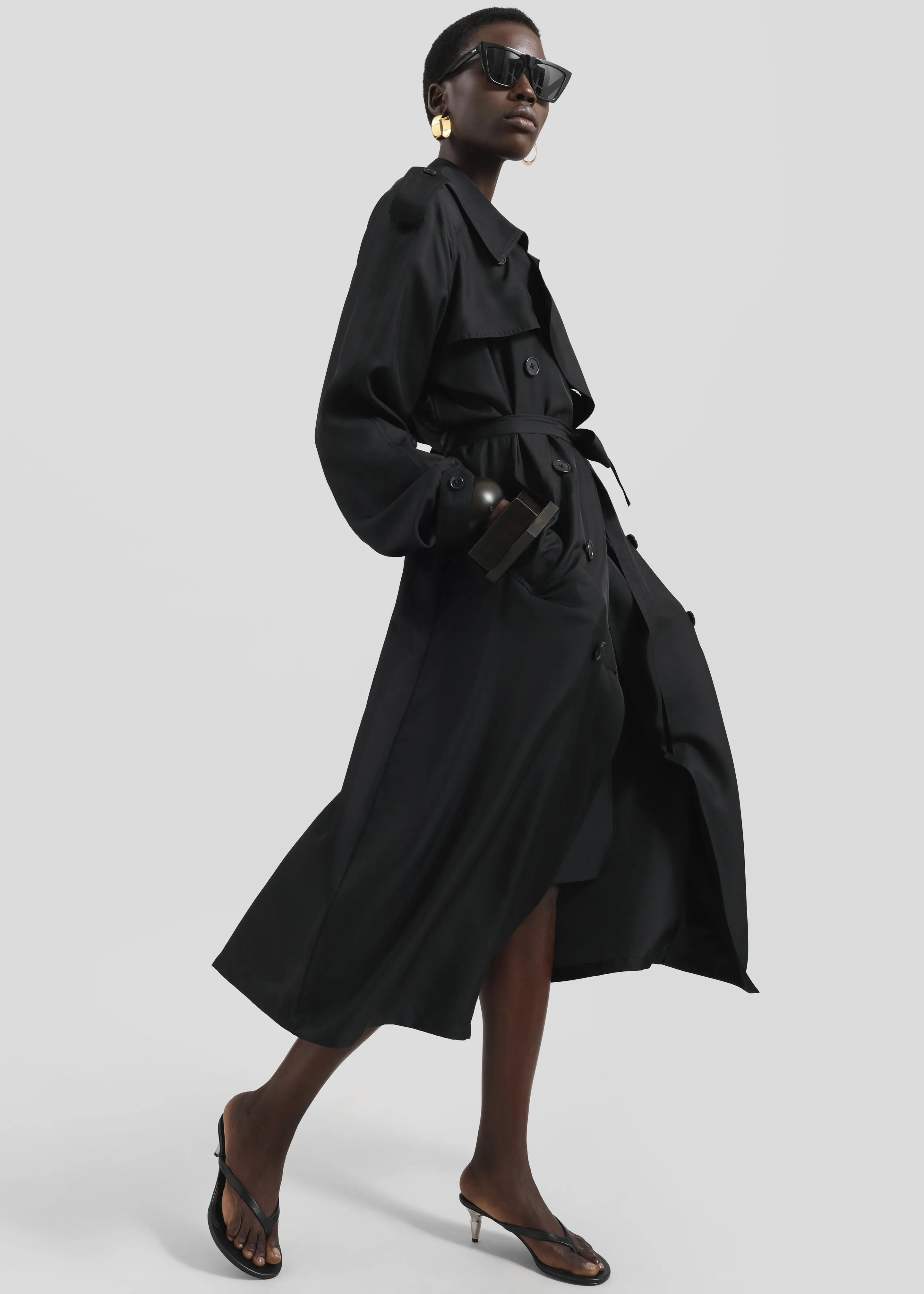 Veyron Silk Trench - Black