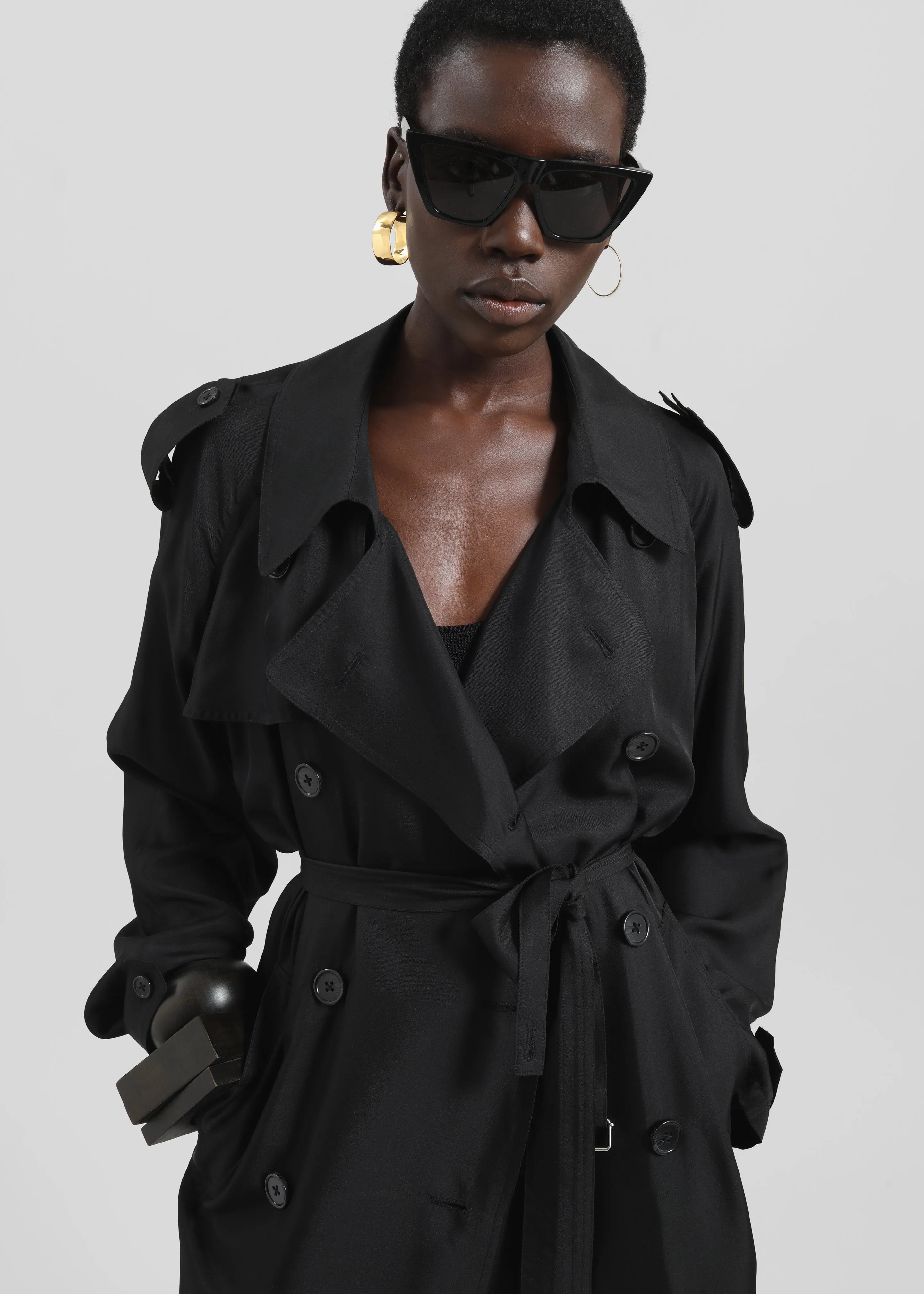 Veyron Silk Trench - Black