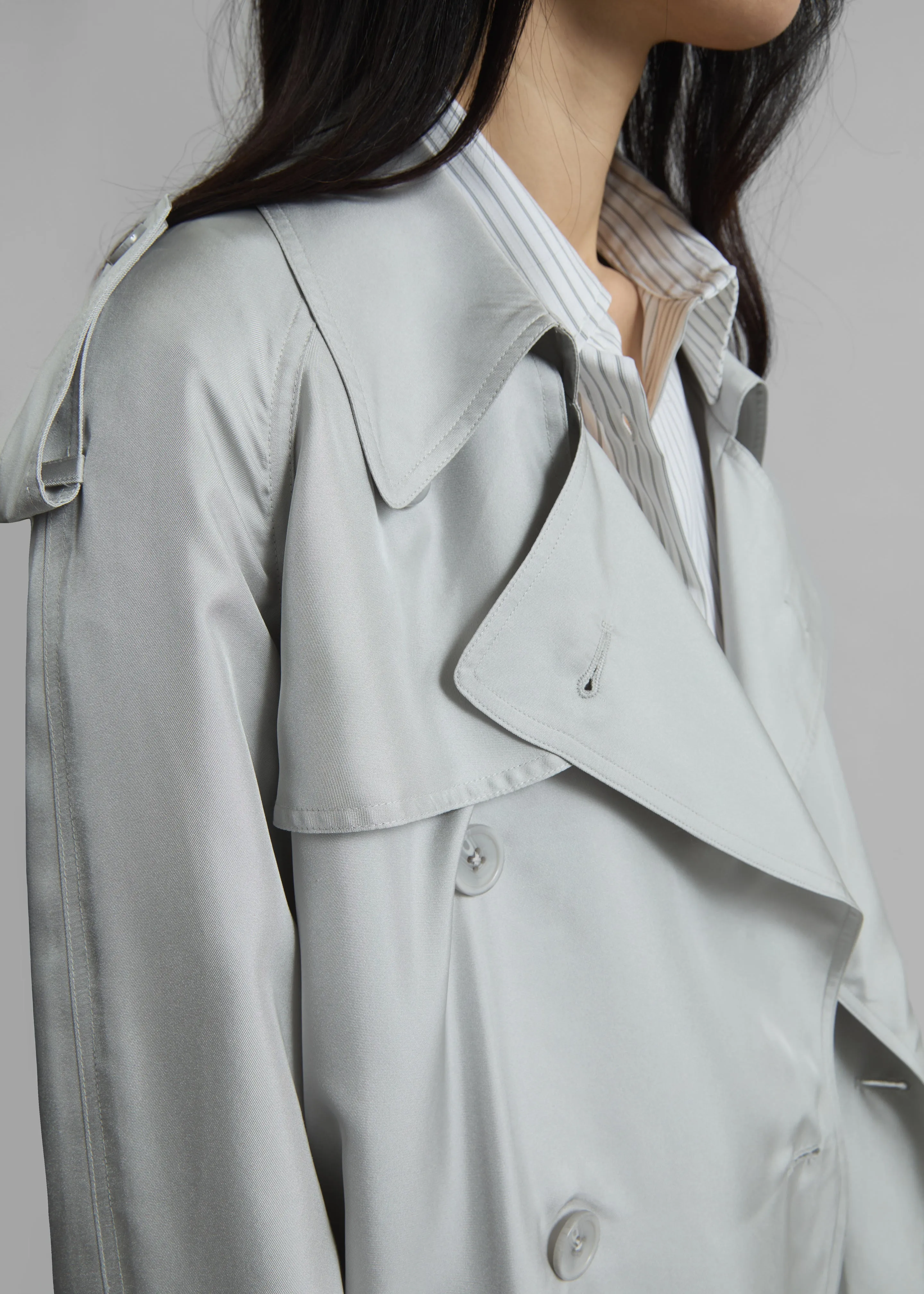 Veyron Silk Trench - Grey