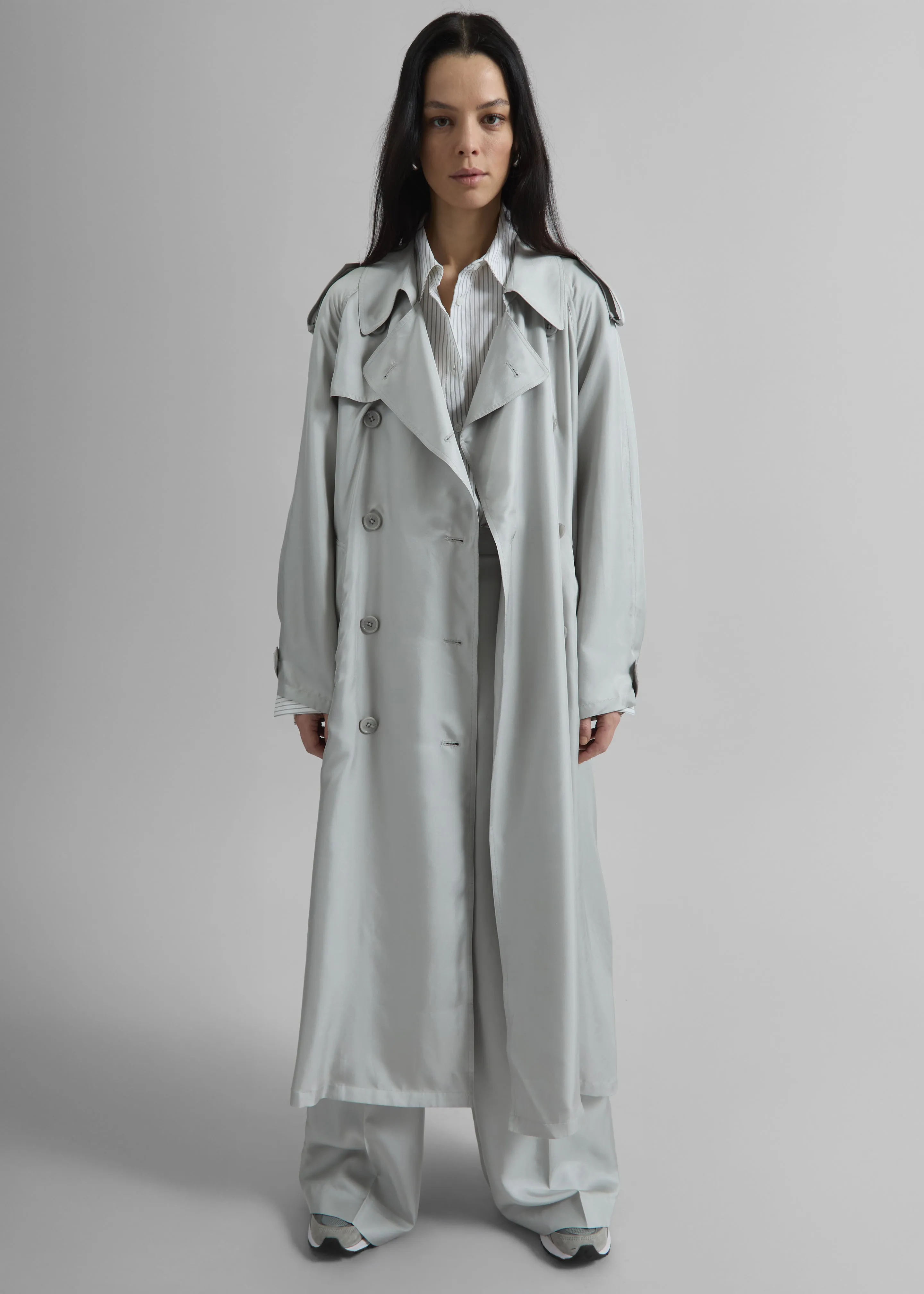 Veyron Silk Trench - Grey