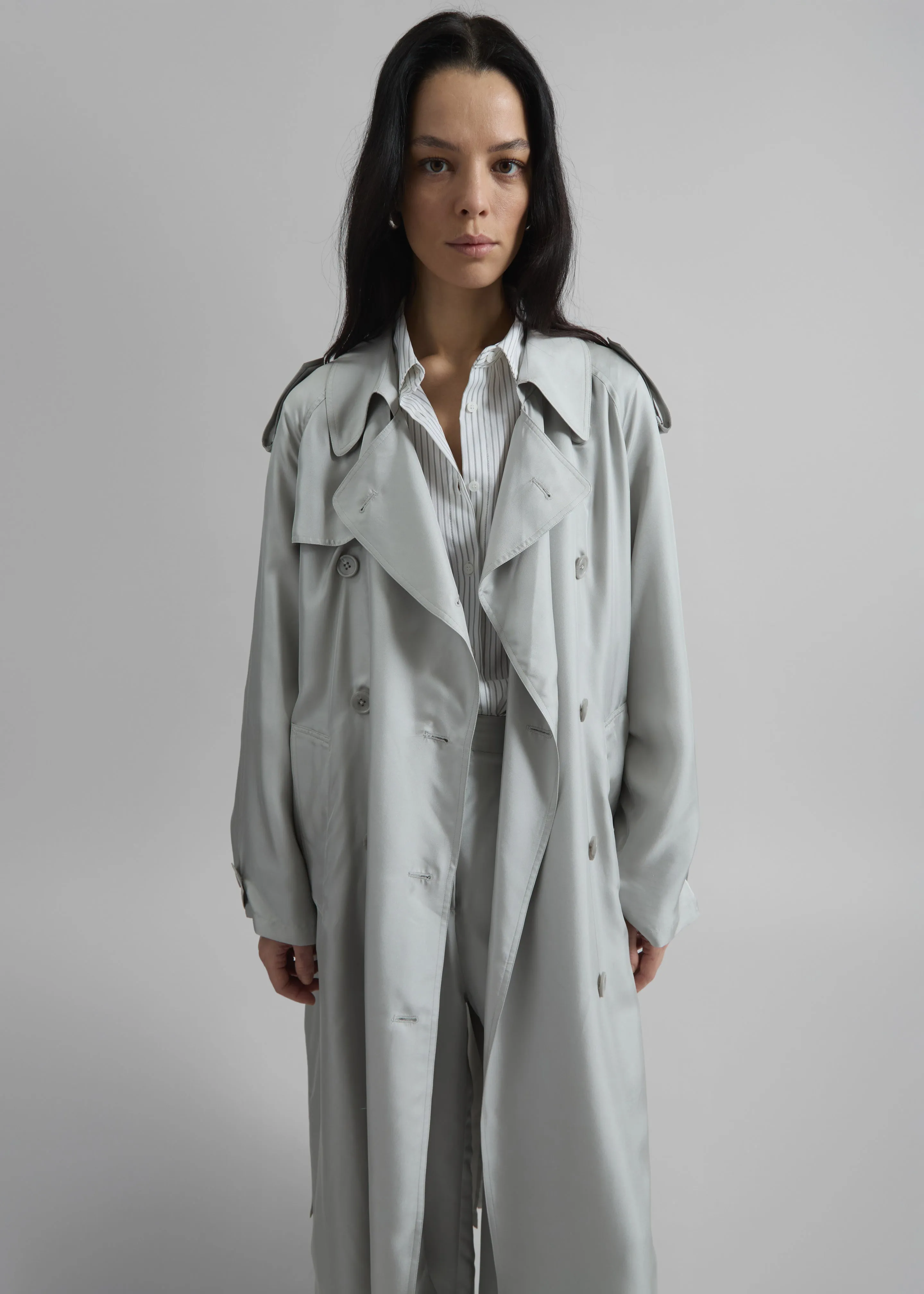 Veyron Silk Trench - Grey