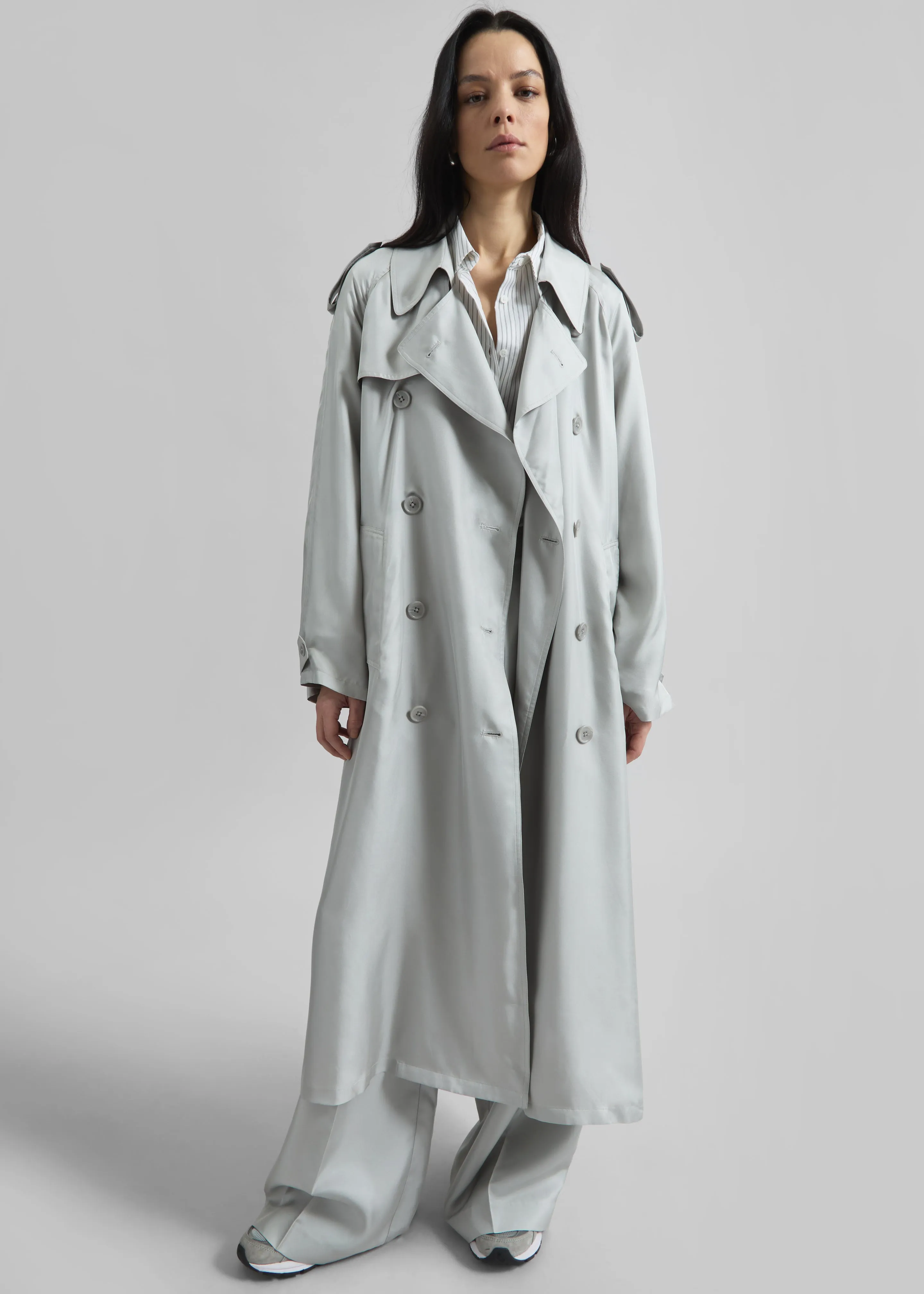 Veyron Silk Trench - Grey