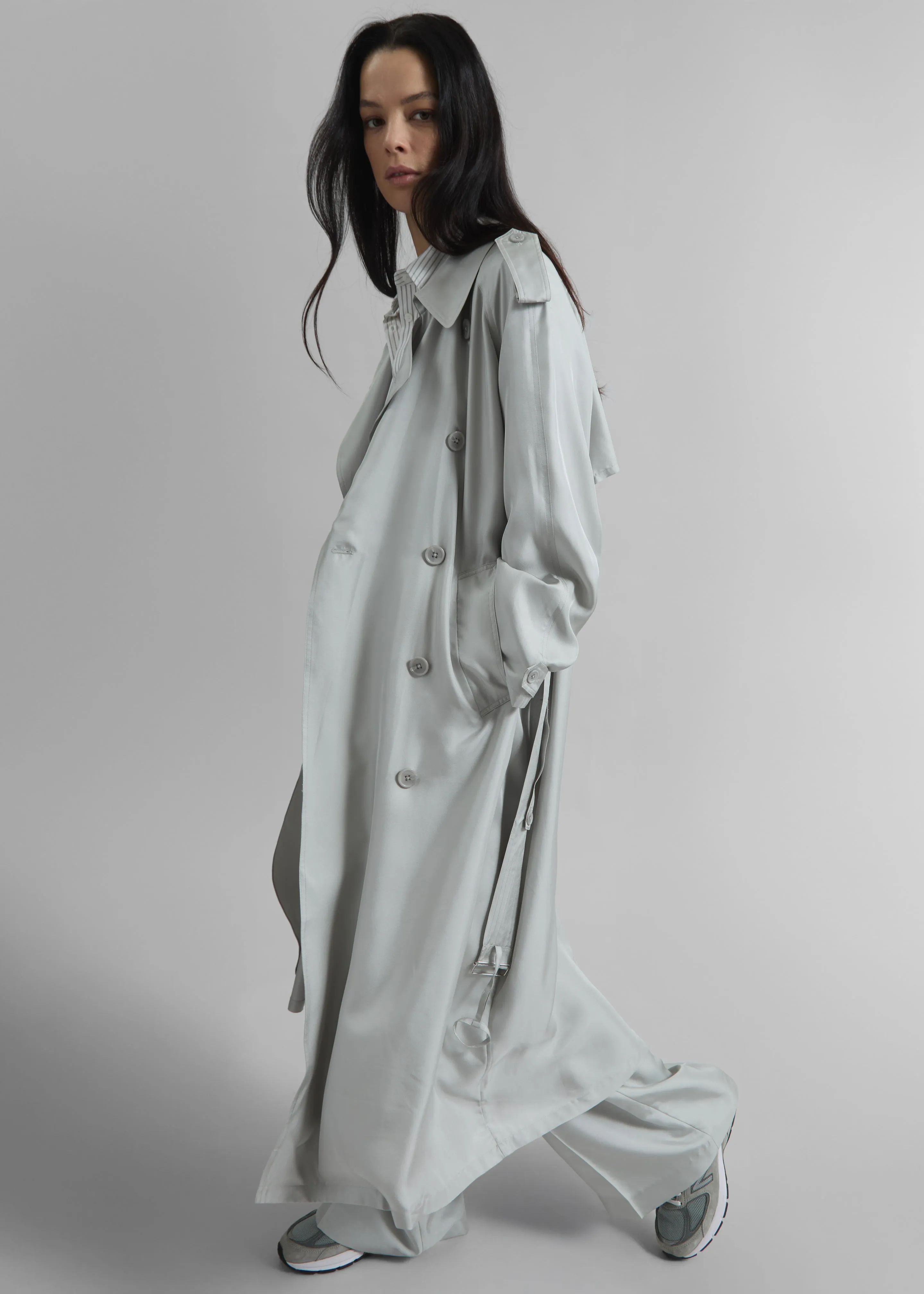 Veyron Silk Trench - Grey