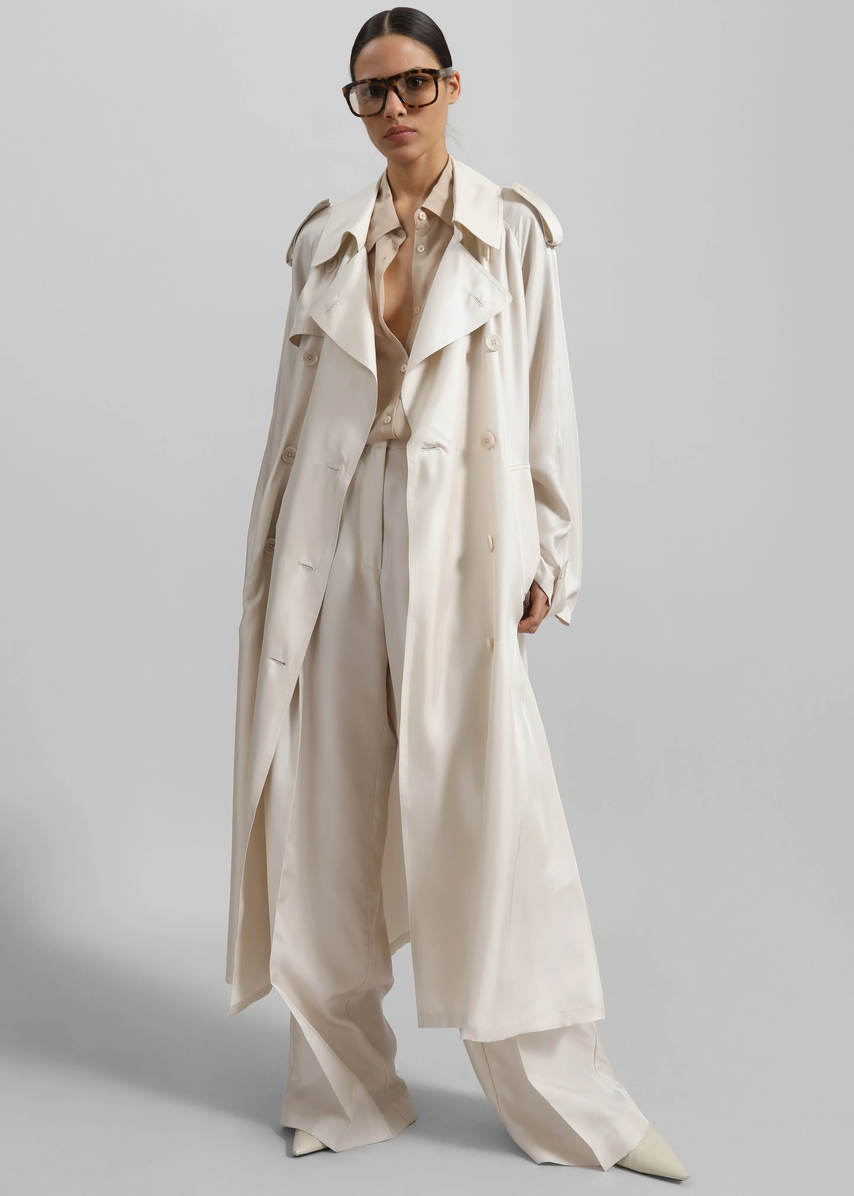 Veyron Silk Trench - Ivory