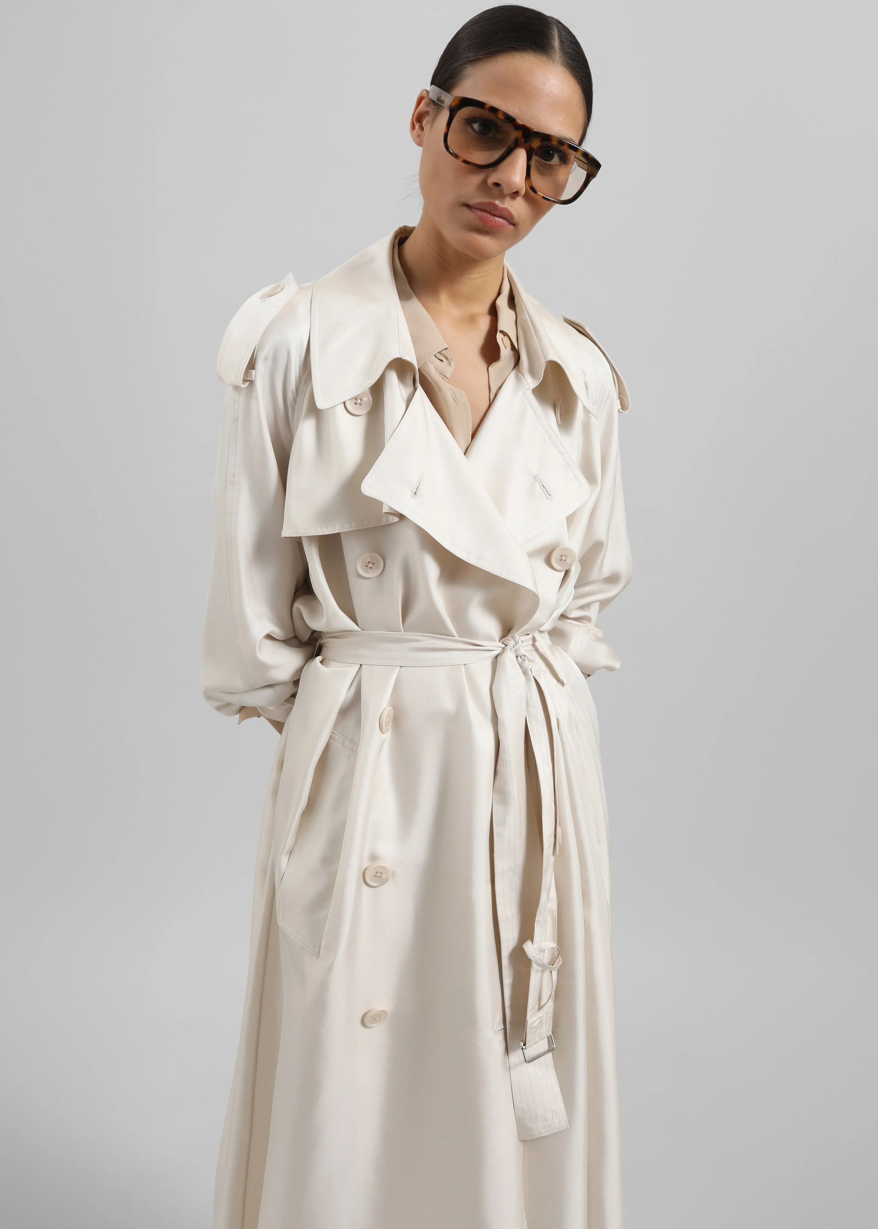Veyron Silk Trench - Ivory