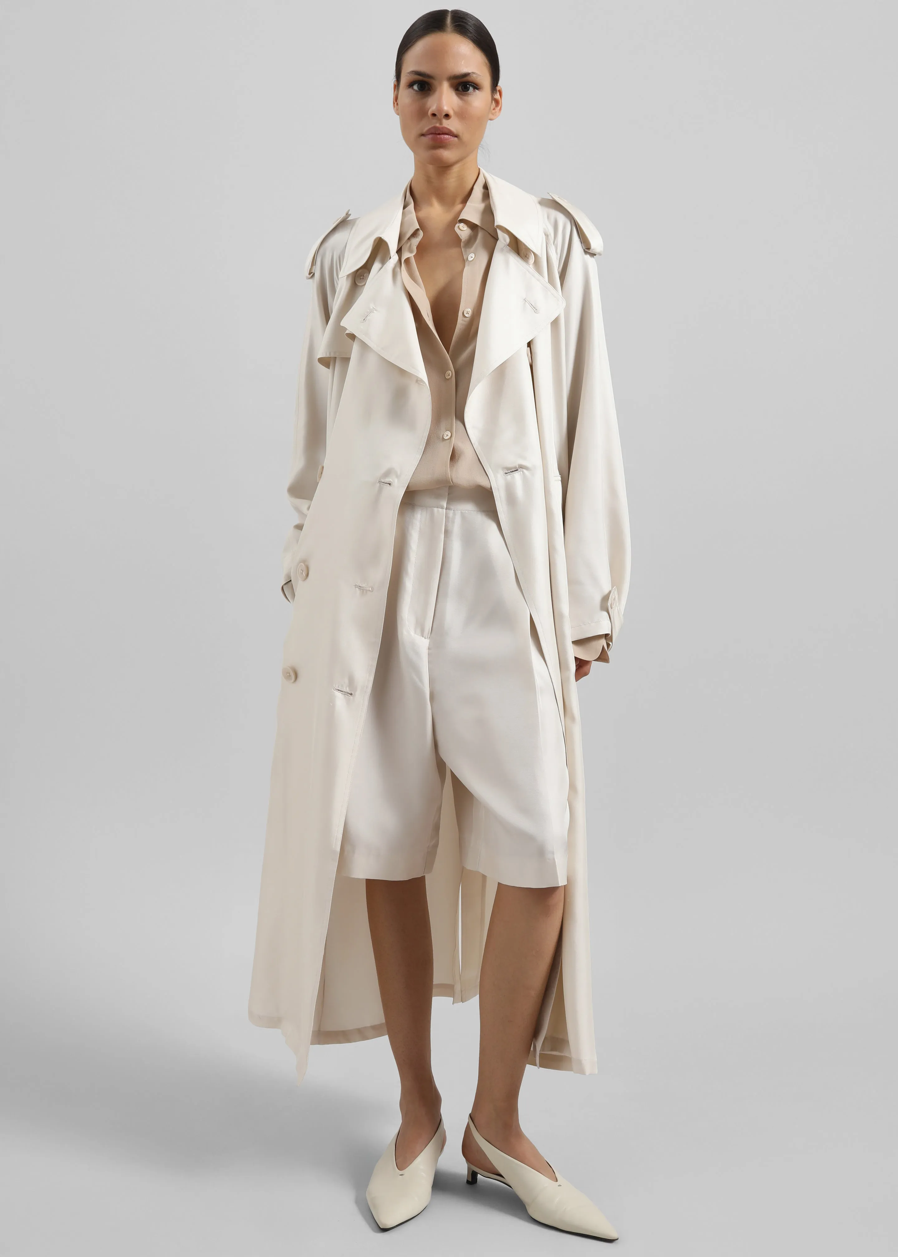 Veyron Silk Trench - Ivory