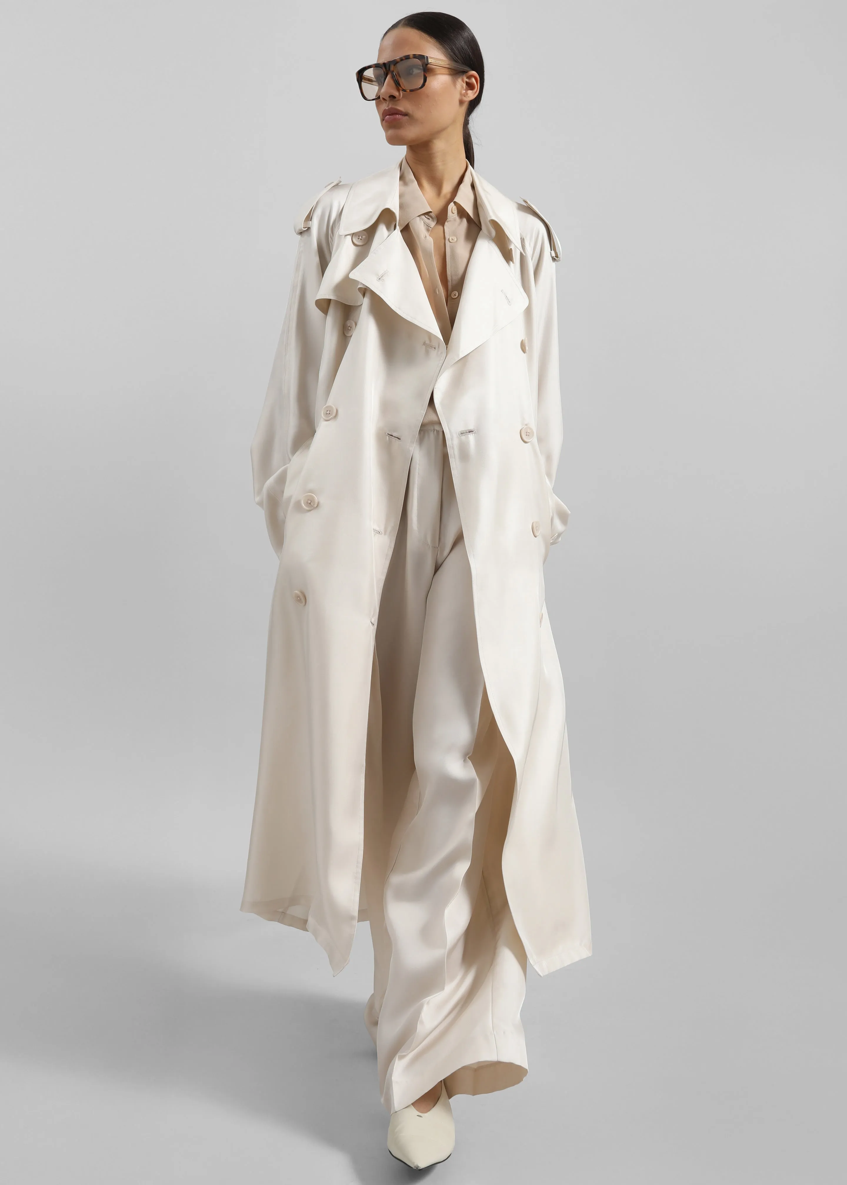 Veyron Silk Trench - Ivory