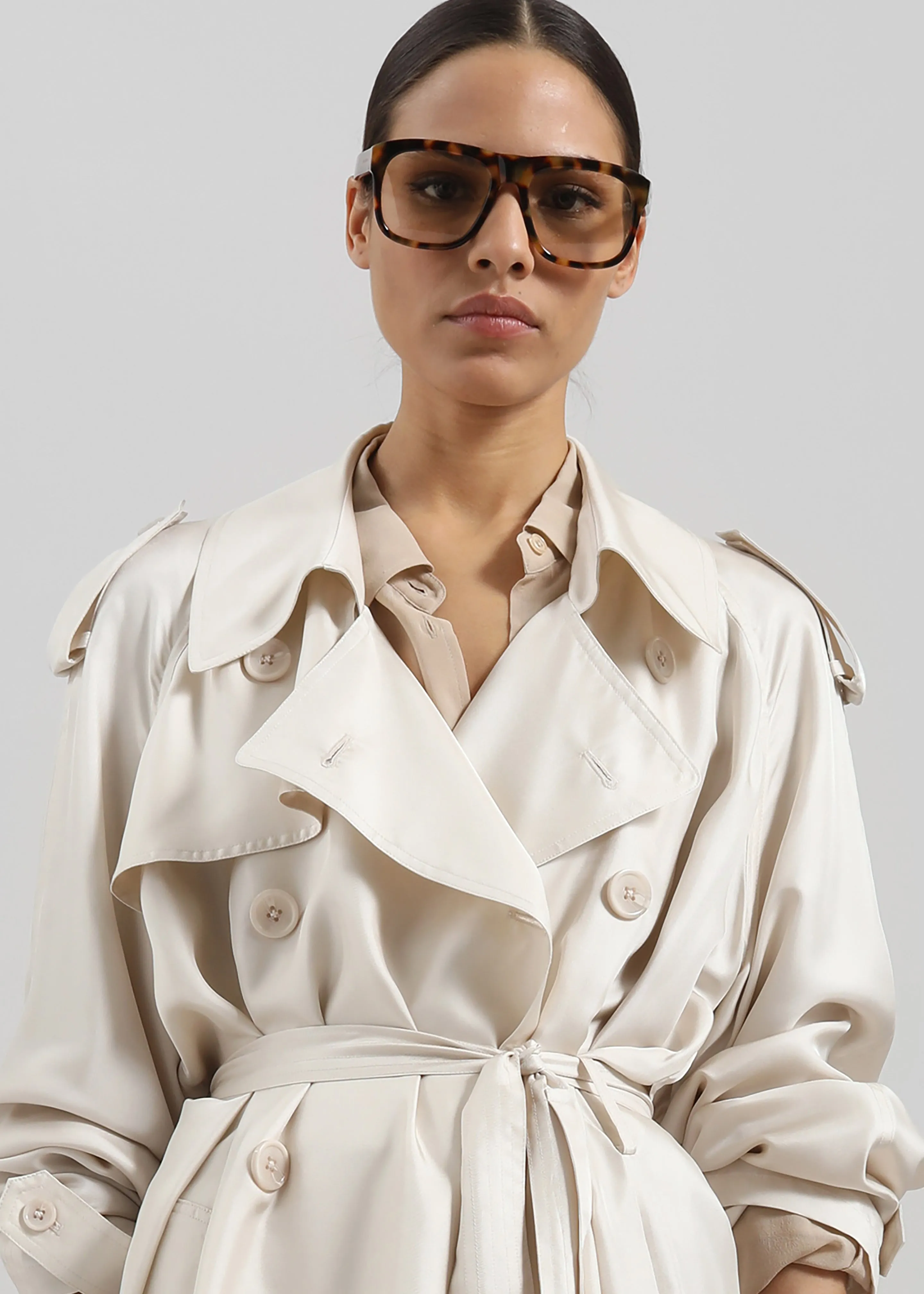 Veyron Silk Trench - Ivory