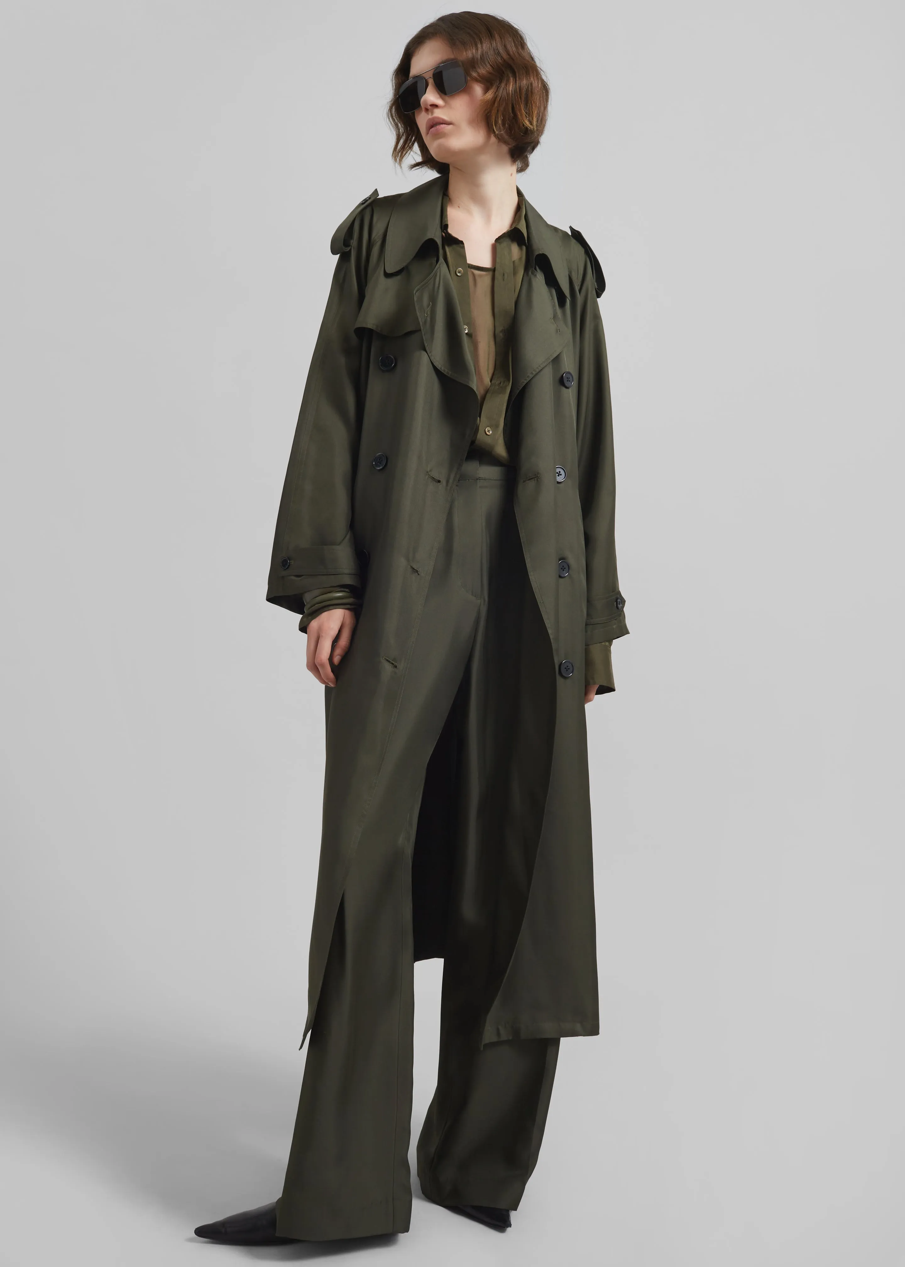 Veyron Silk Trench - Khaki