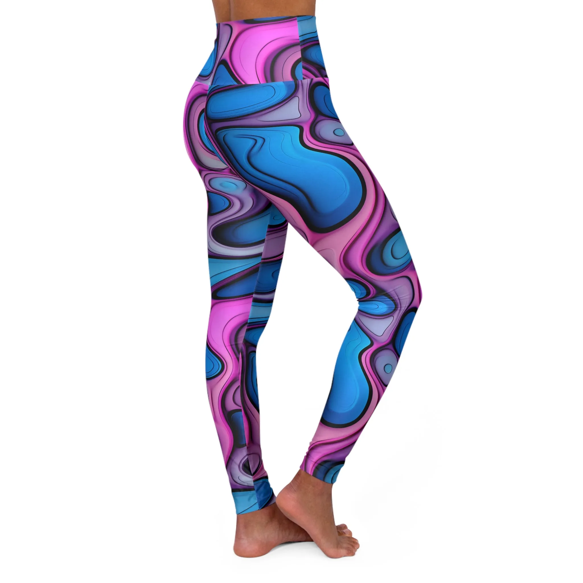 Vibrant High Waisted Yoga Leggings - Colorful Swirl Design for Active Lifestyle