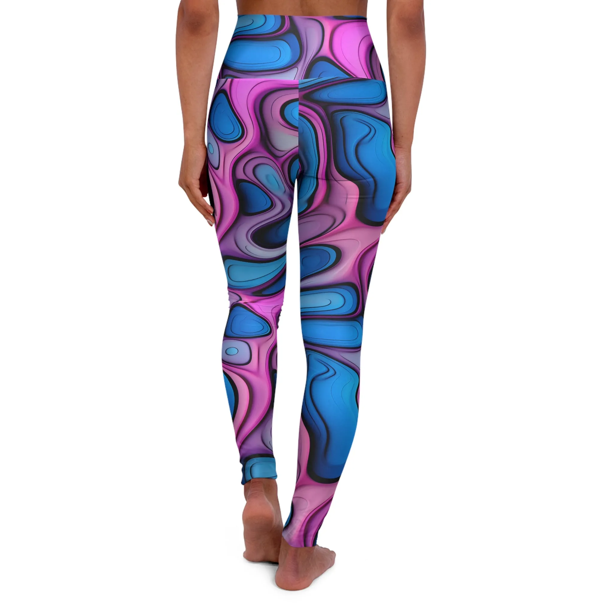 Vibrant High Waisted Yoga Leggings - Colorful Swirl Design for Active Lifestyle