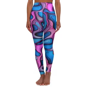 Vibrant High Waisted Yoga Leggings - Colorful Swirl Design for Active Lifestyle