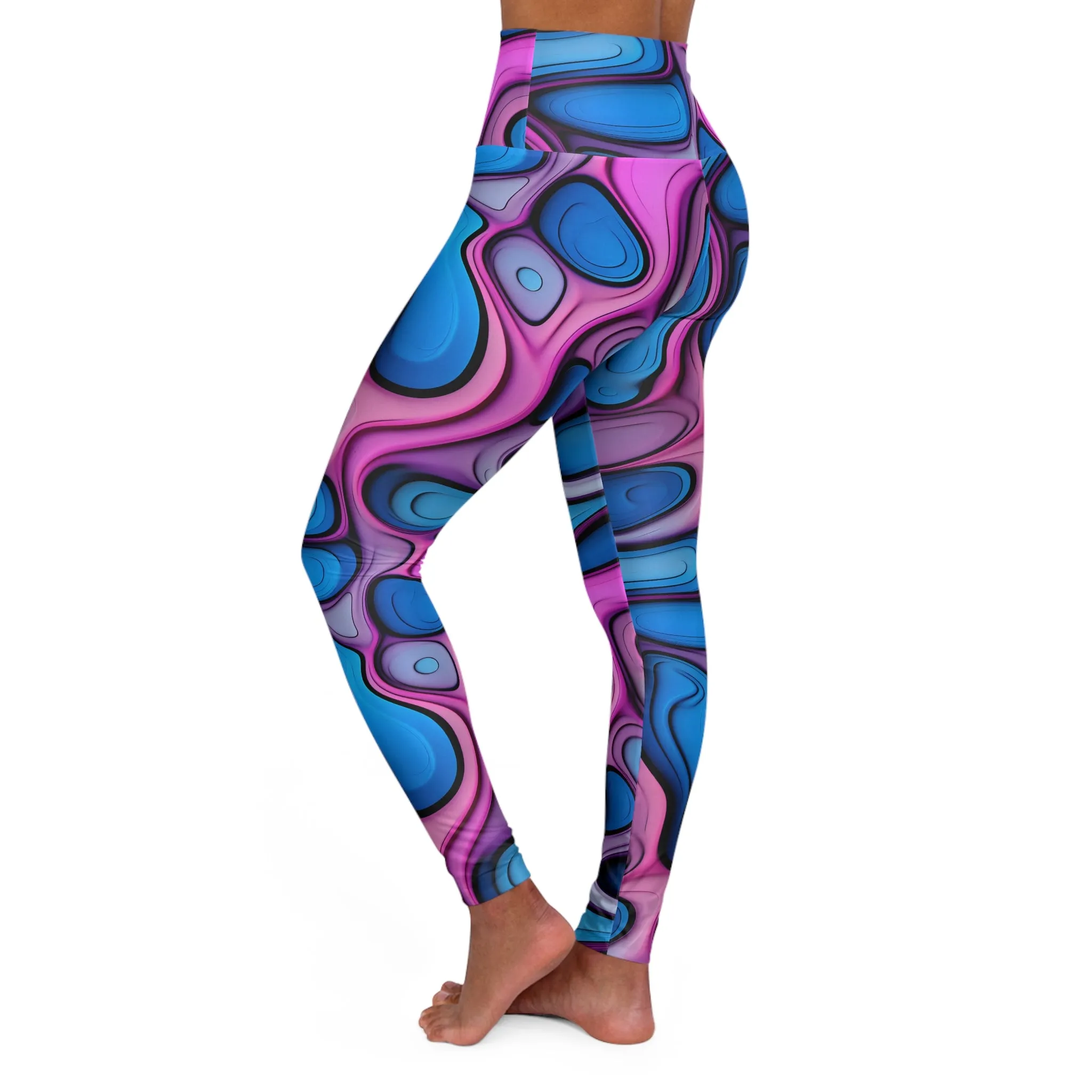 Vibrant High Waisted Yoga Leggings - Colorful Swirl Design for Active Lifestyle