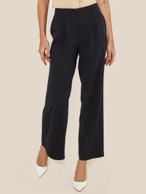 Wide Leg Pinstripe Pleated Pants